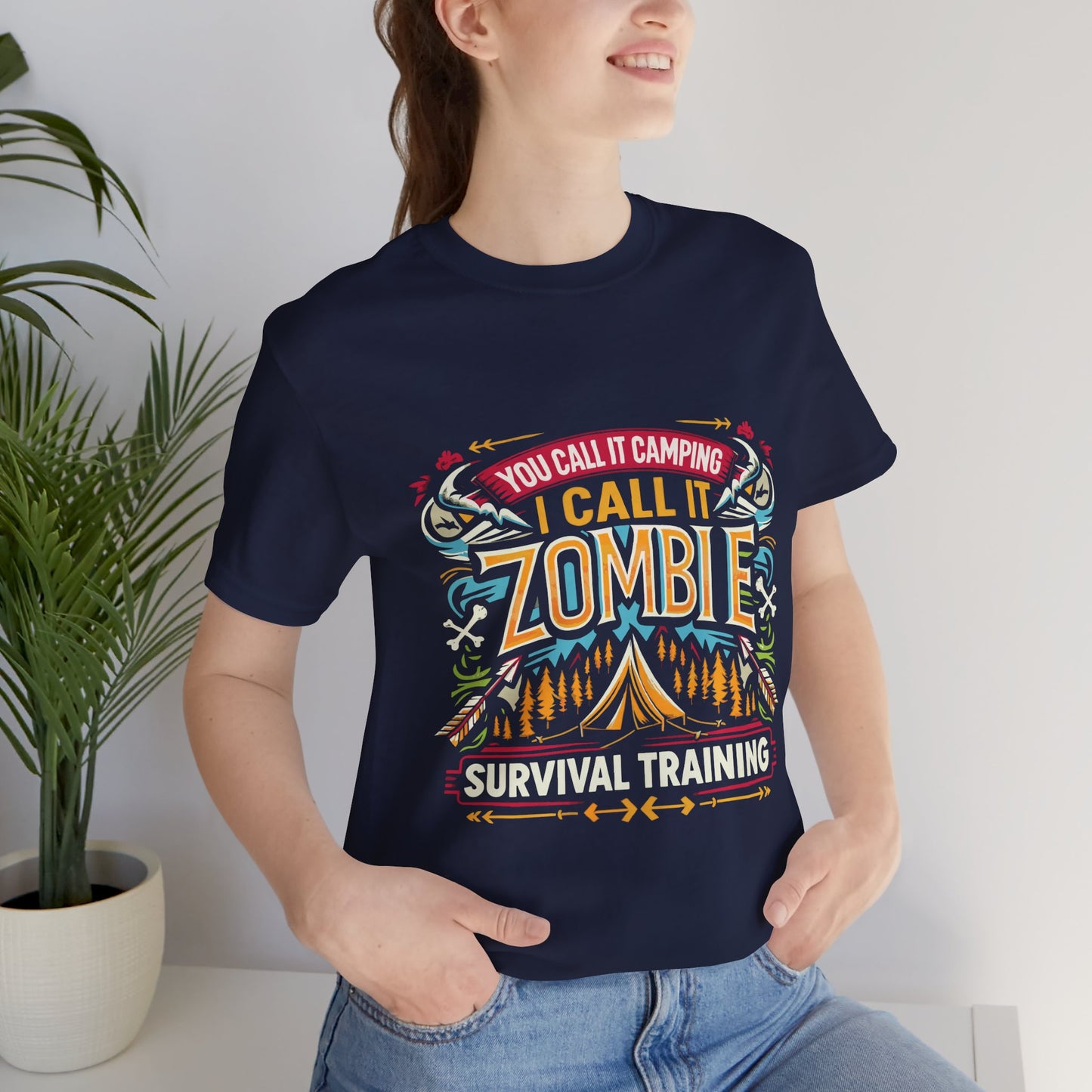 Camping Zombie Survival Training T-Shirt — Funny Outdoor Camping Tee
