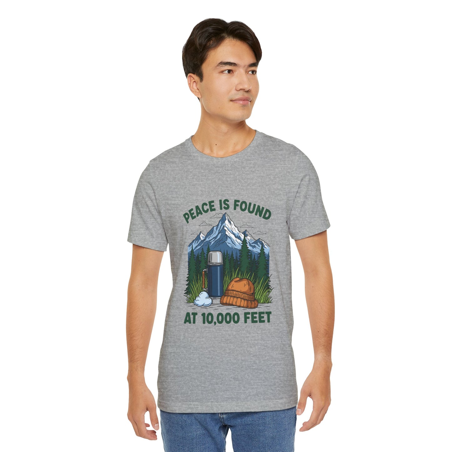 Peace Is Found at 10,000 Feet Mountain Camping T-Shirt