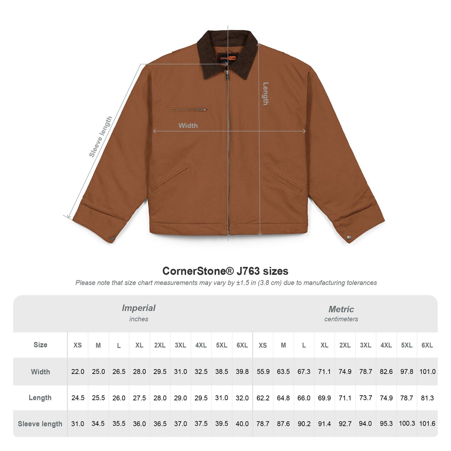 Work Jacket — Rugged Brown Duck Cloth Jacket with Small Chest Logo