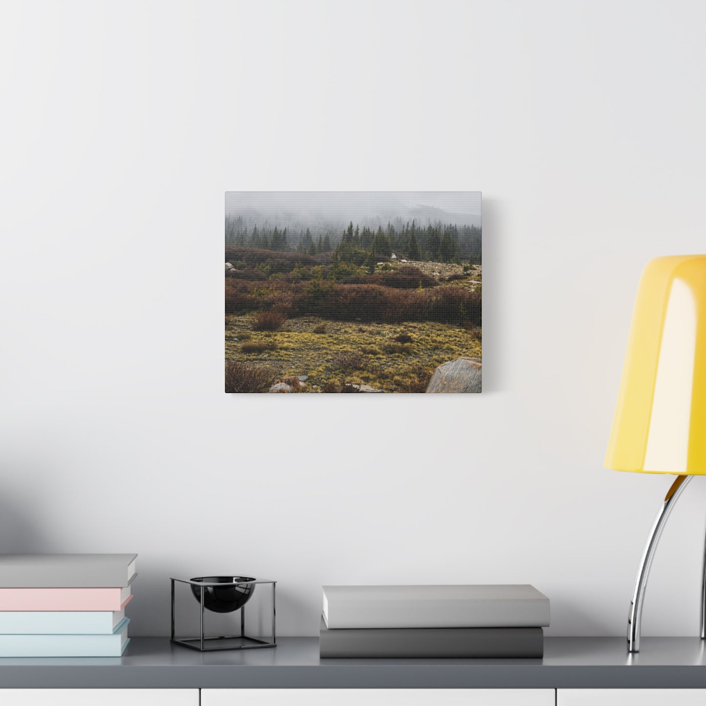 Misty Mountain Meadow Canvas Print — Stretched Matte Nature Wall Art
