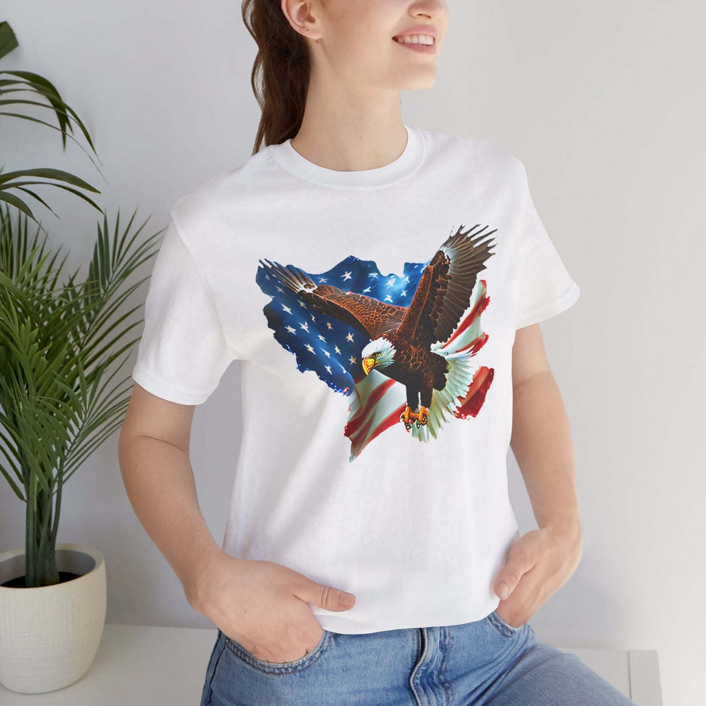 Eagle & American Flag T-Shirt — Patriotic Bald Eagle Tee for 4th of July