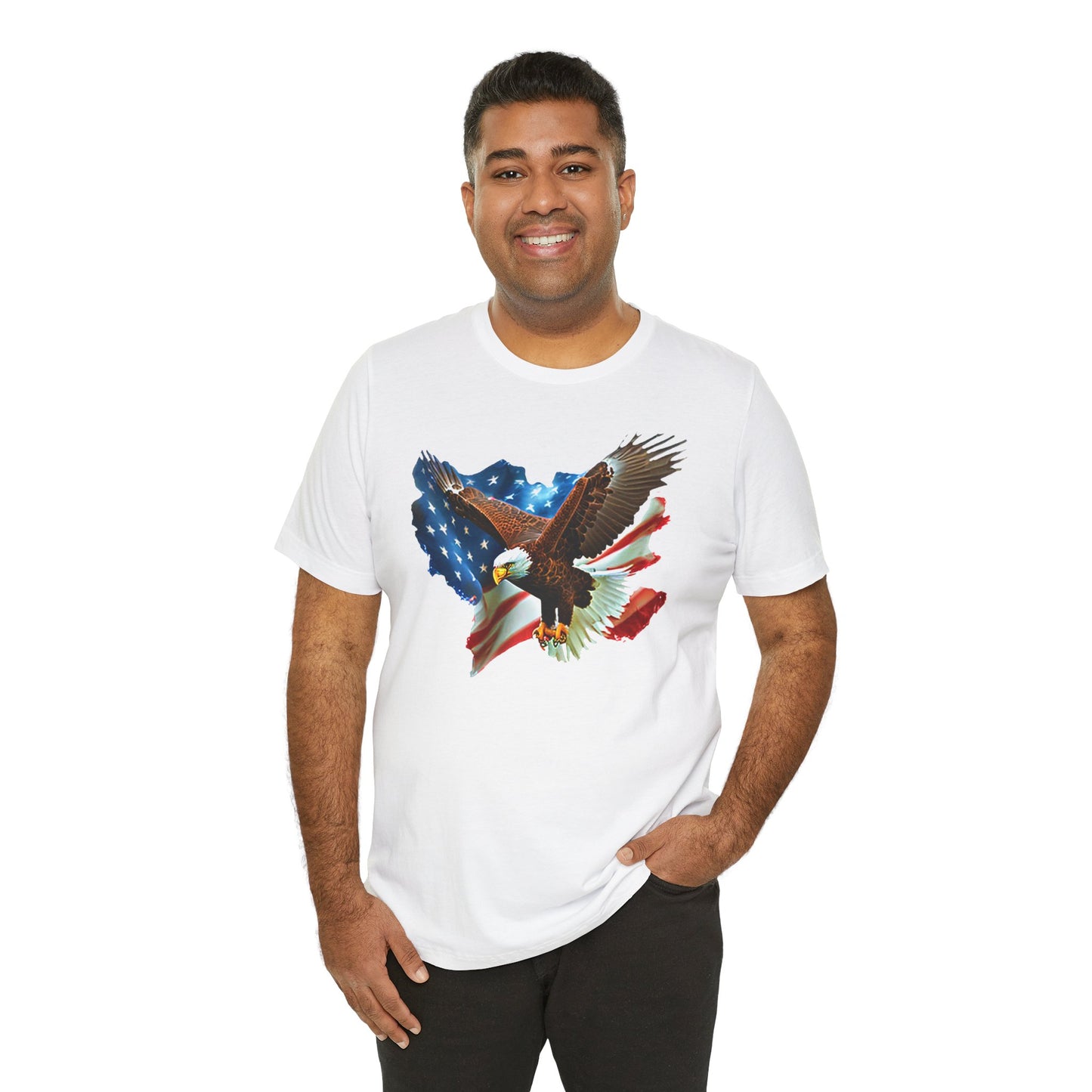 Eagle & American Flag T-Shirt — Patriotic Bald Eagle Tee for 4th of July