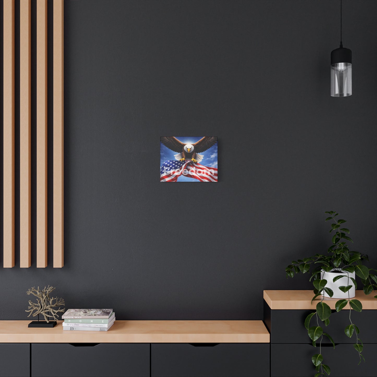 Patriotic Eagle & American Flag Canvas – "Freedom" Matte Stretched Wall Art