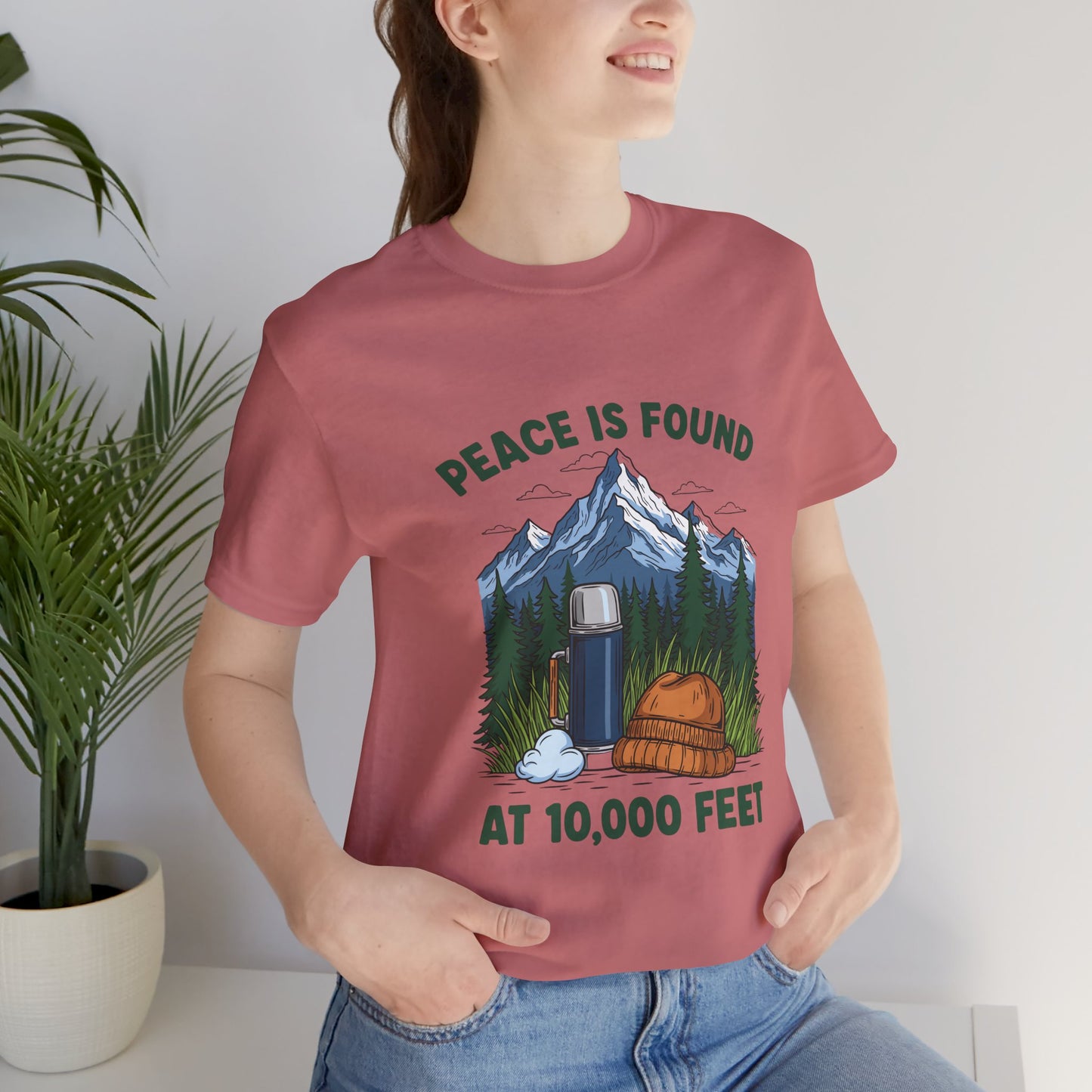 Peace Is Found at 10,000 Feet Mountain Camping T-Shirt