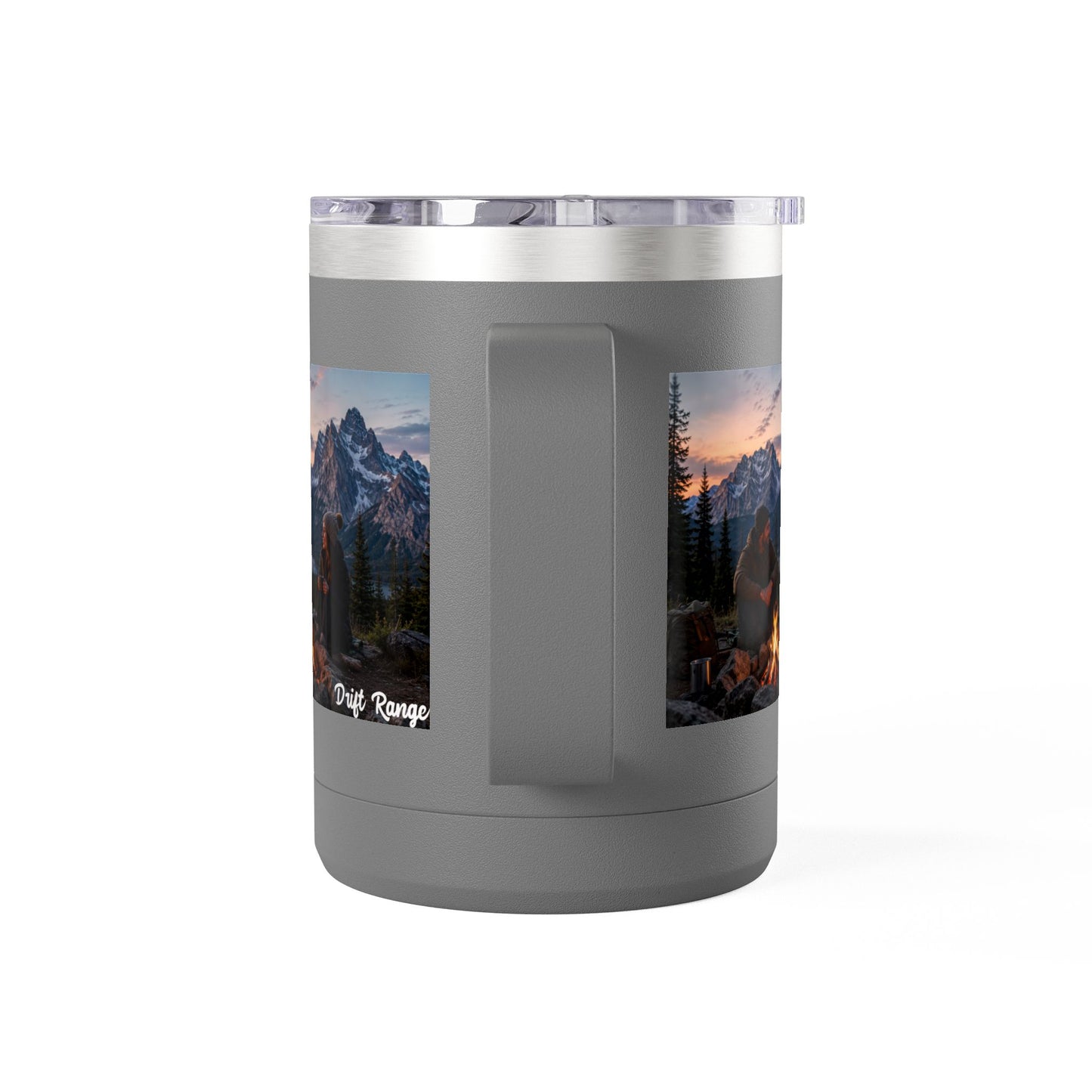 Campfire Mountain Travel Mug — 'Drift Range' 15oz Insulated Coffee Tumbler