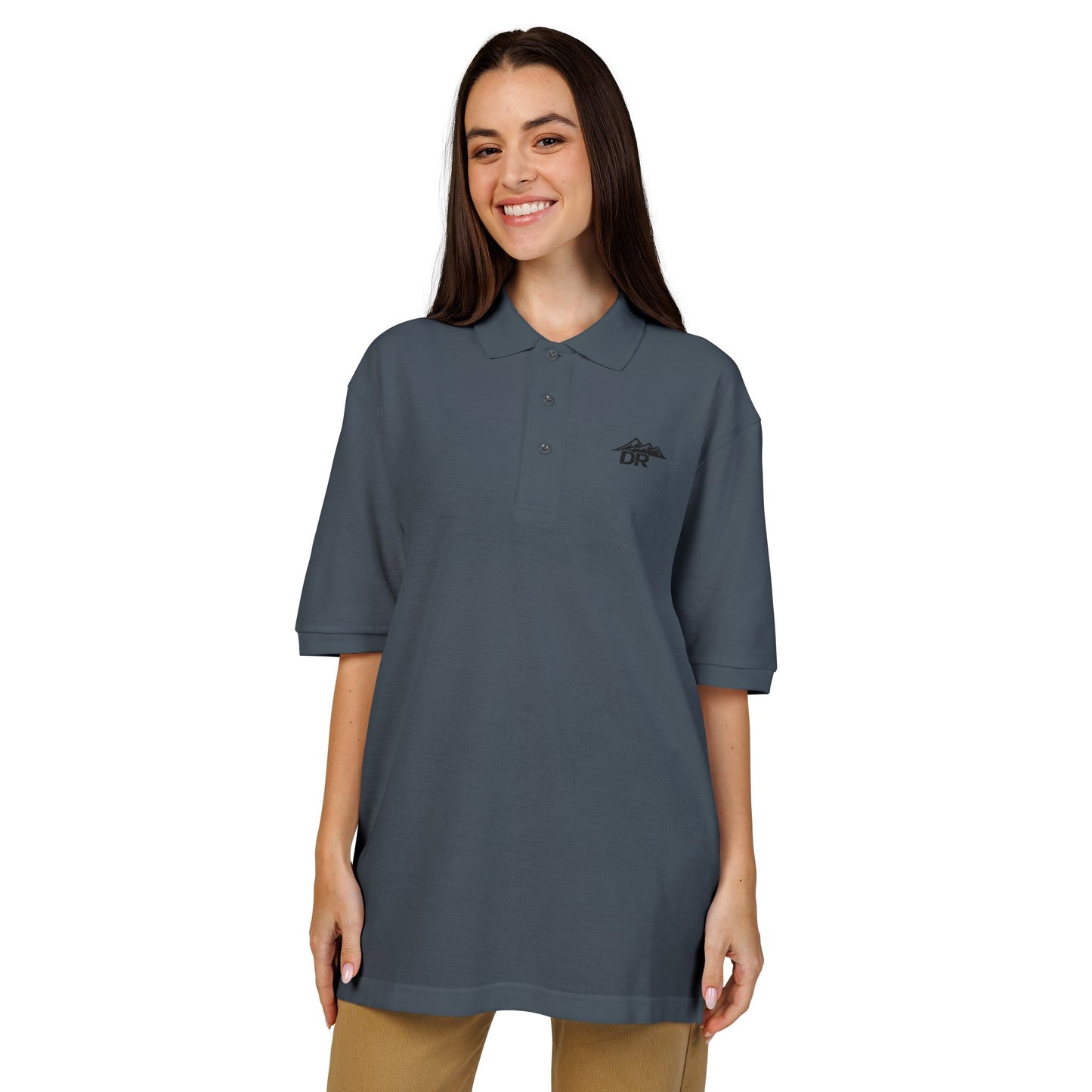 Embroidered DR LOGO Polo Shirt — Minimal Mountain Logo