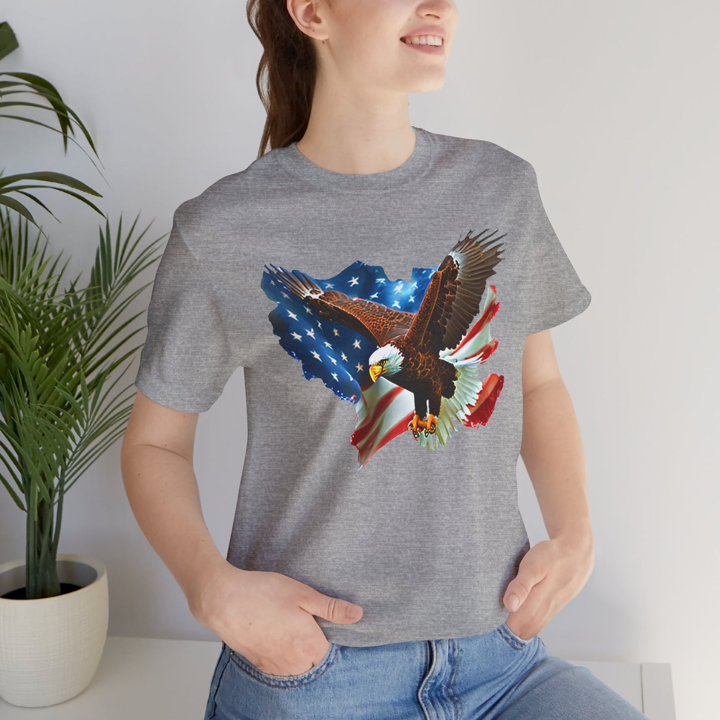 Eagle & American Flag T-Shirt — Patriotic Bald Eagle Tee for 4th of July
