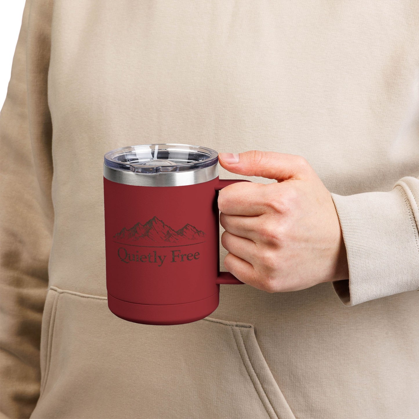 Quietly Free Mountain Insulated Coffee Tumbler - 15oz Travel Mug
