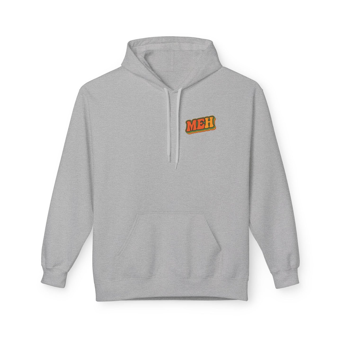 Meh Graphic Hoodie — Casual Retro Typography Pullover