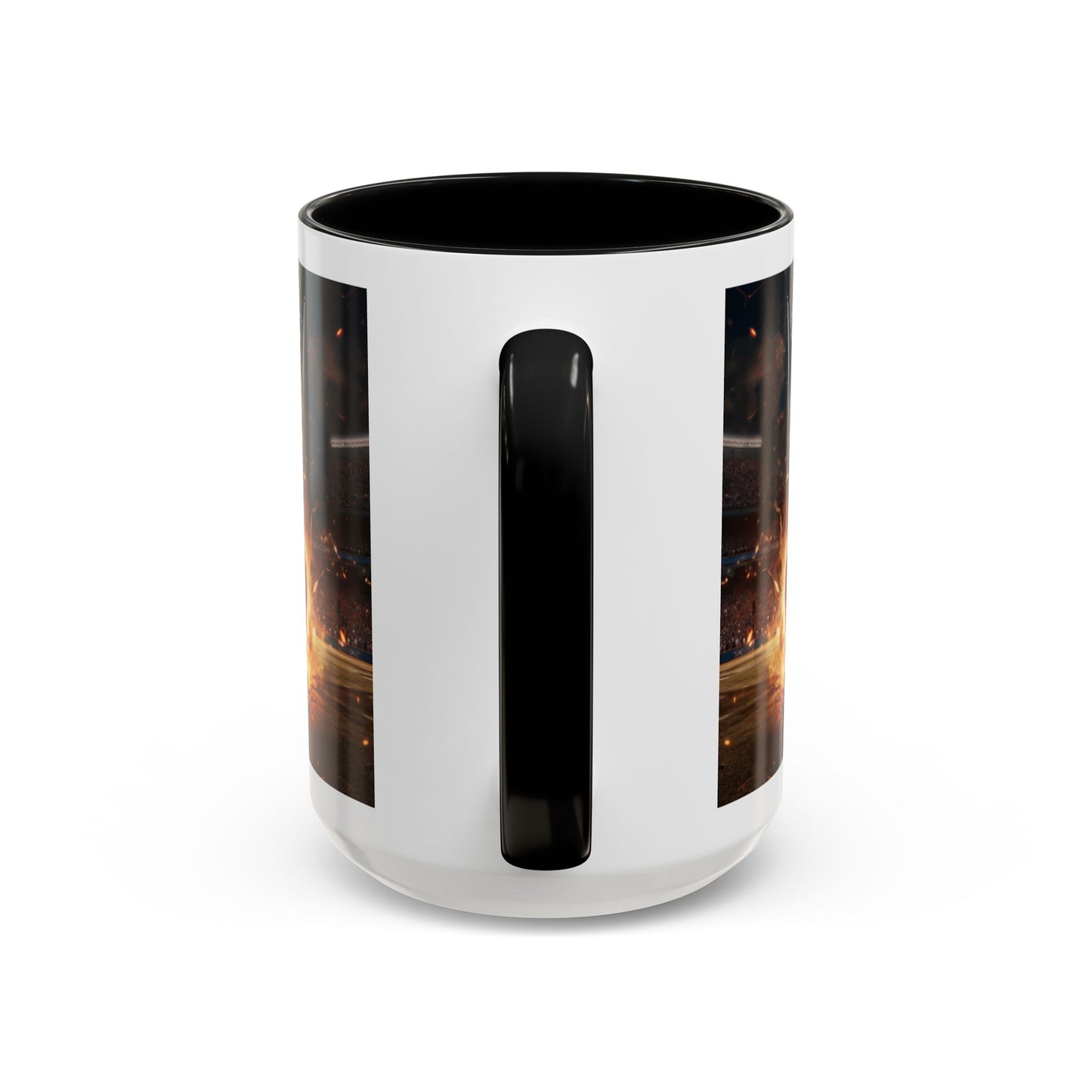 American Football Coffee Mug – Patriotic Flag & Fiery Football Accent Mug (15oz)