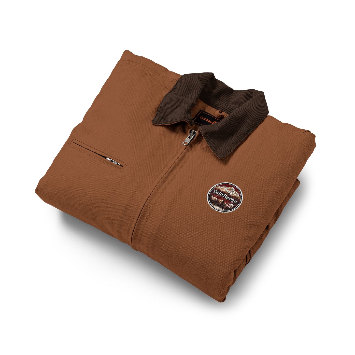 Work Jacket — Rugged Brown Duck Cloth Jacket with Small Chest Logo