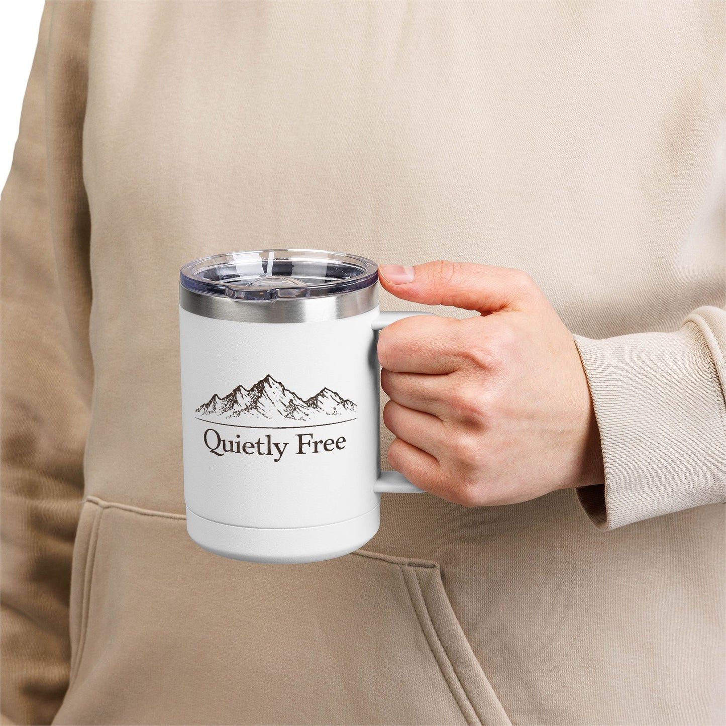 Quietly Free Mountain Insulated Coffee Tumbler - 15oz Travel Mug