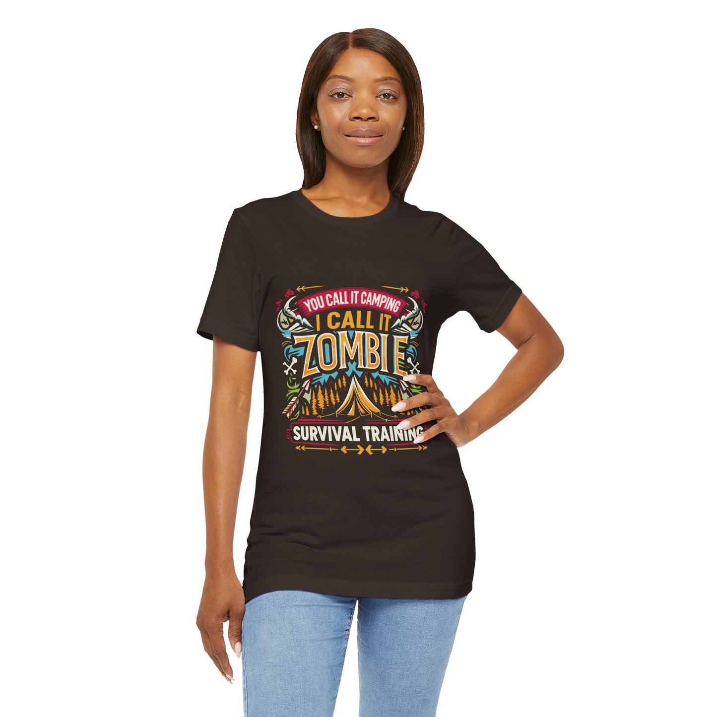 Camping Zombie Survival Training T-Shirt — Funny Outdoor Camping Tee