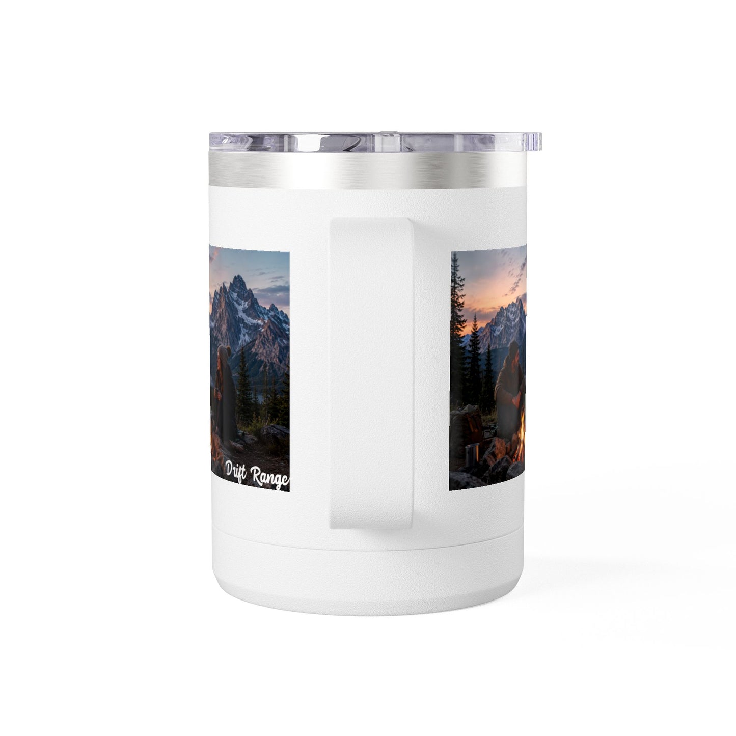 Campfire Mountain Travel Mug — 'Drift Range' 15oz Insulated Coffee Tumbler