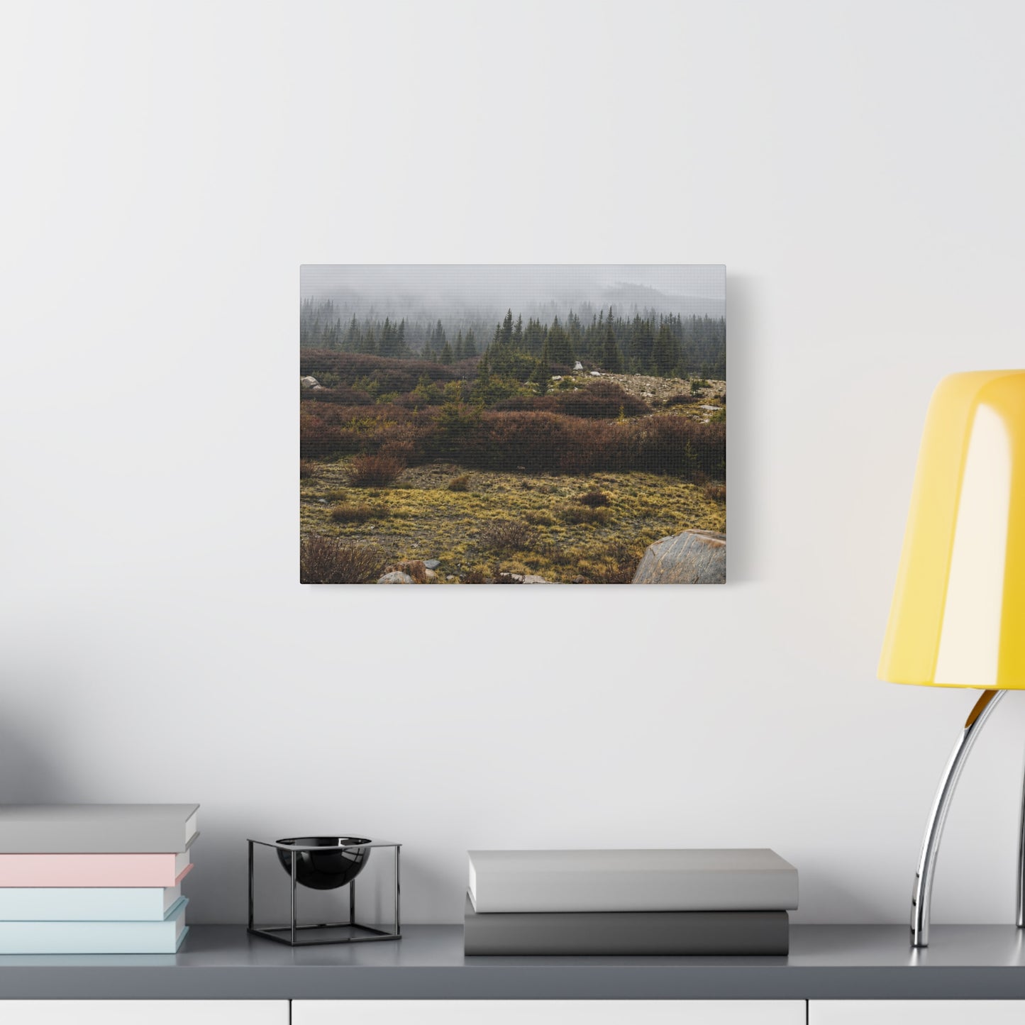 Misty Mountain Meadow Canvas Print — Stretched Matte Nature Wall Art