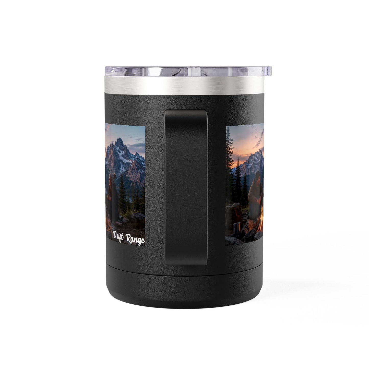 Campfire Mountain Travel Mug — 'Drift Range' 15oz Insulated Coffee Tumbler