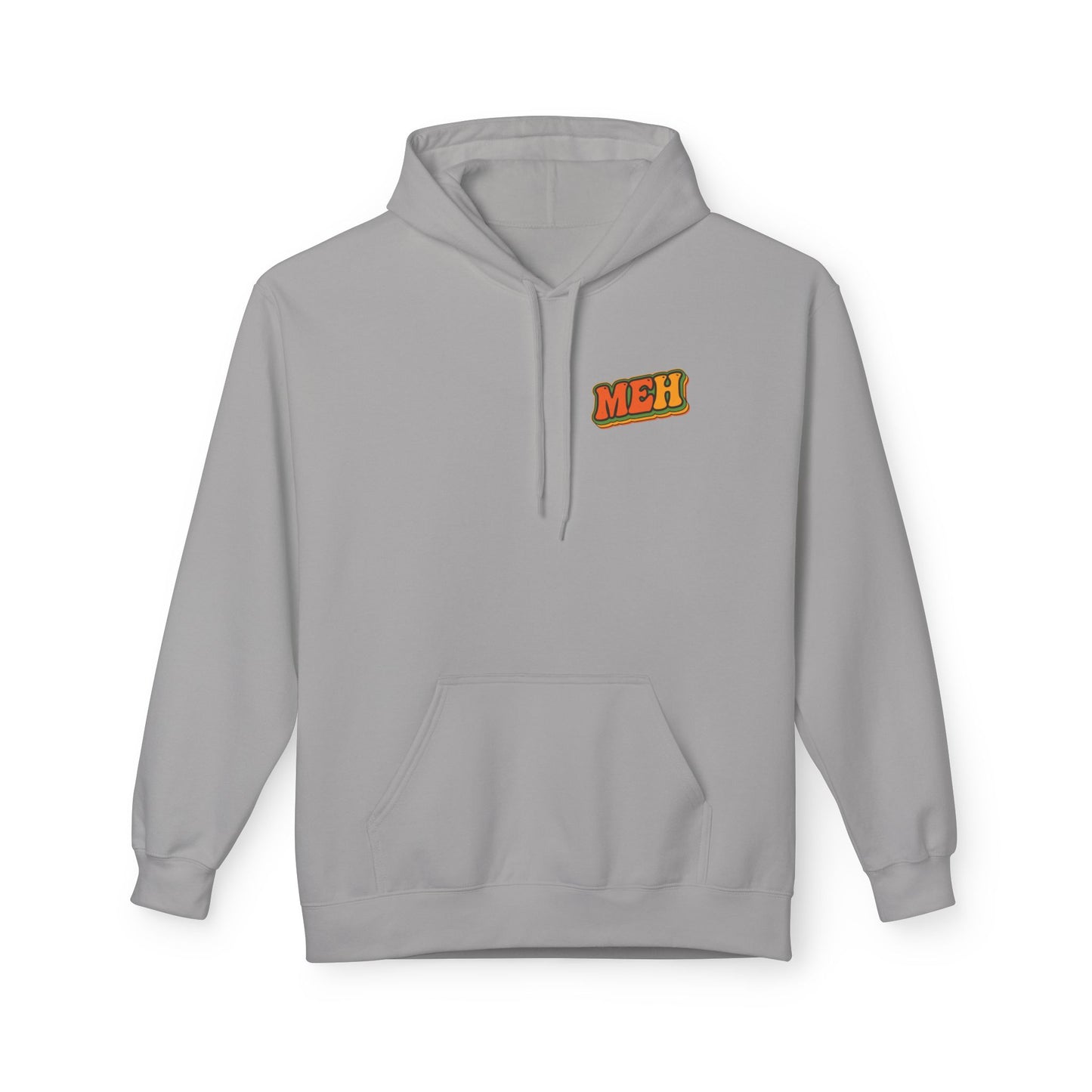 Meh Graphic Hoodie — Casual Retro Typography Pullover