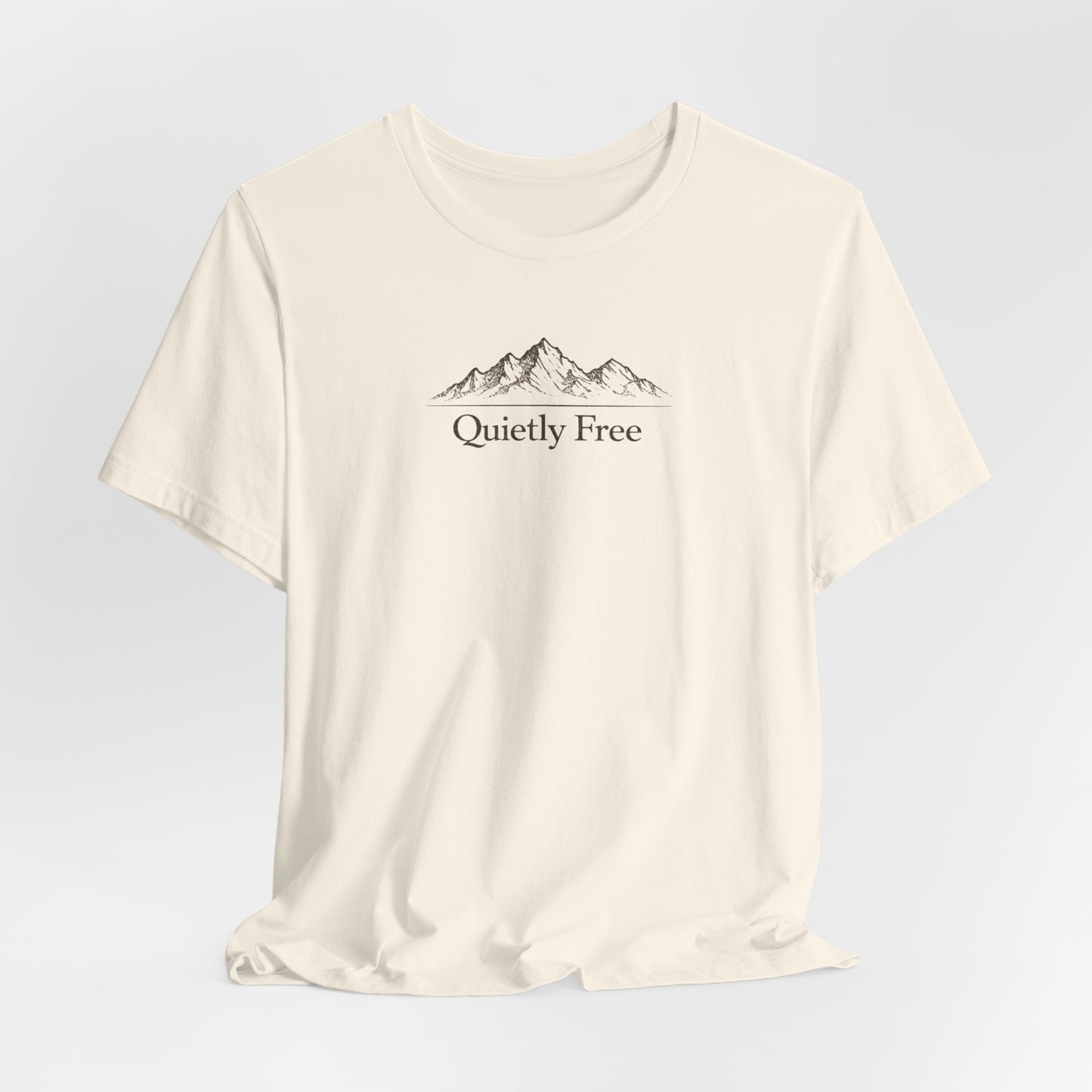 Quietly Free Mountain T-Shirt — Minimalist Nature Tee