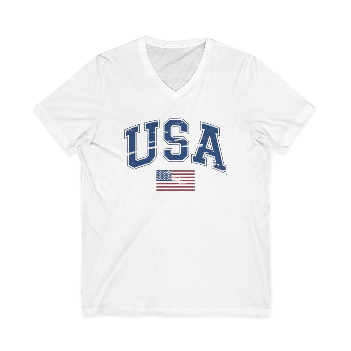 USA V-Neck Tee — Patriotic American Flag Graphic Shirt