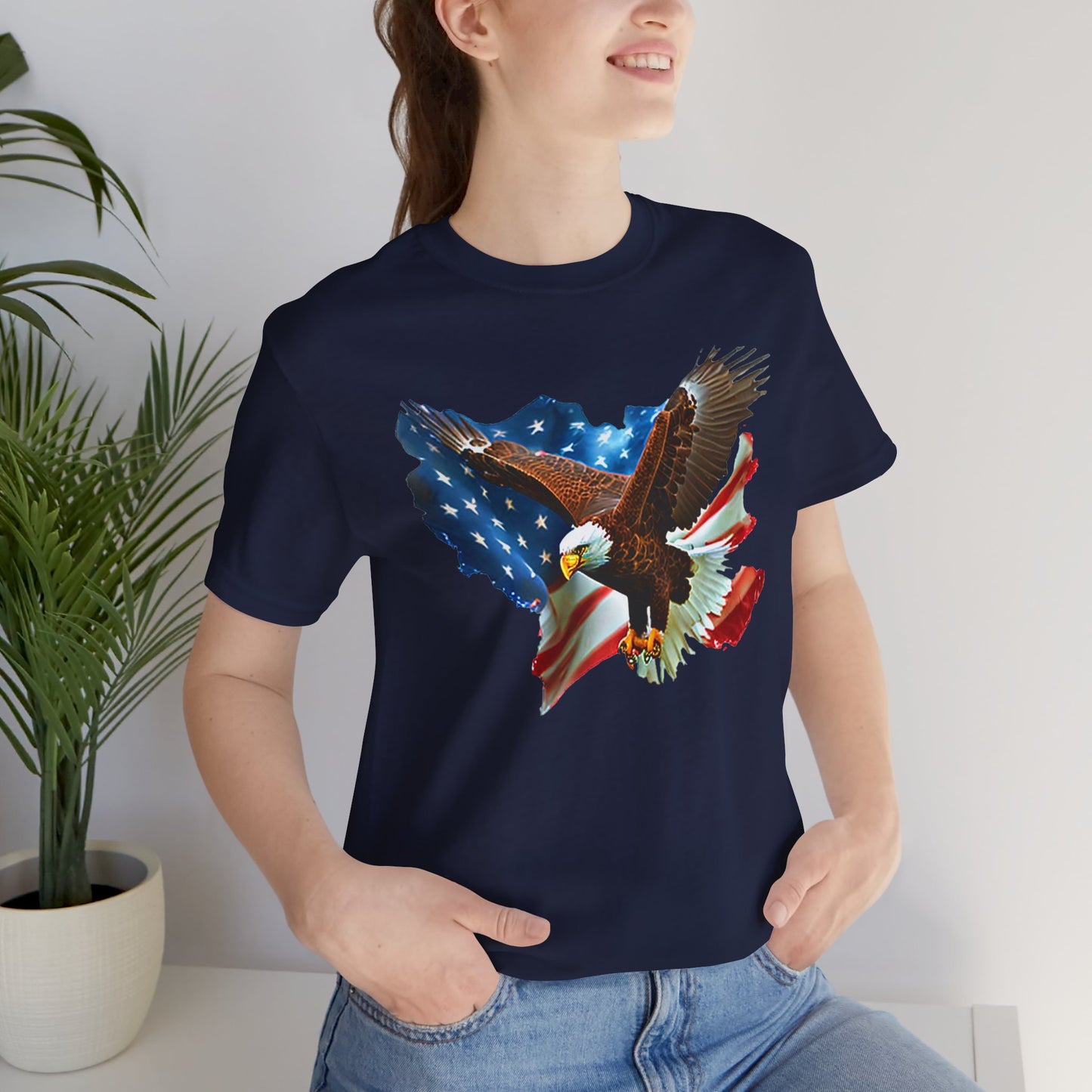 Eagle & American Flag T-Shirt — Patriotic Bald Eagle Tee for 4th of July