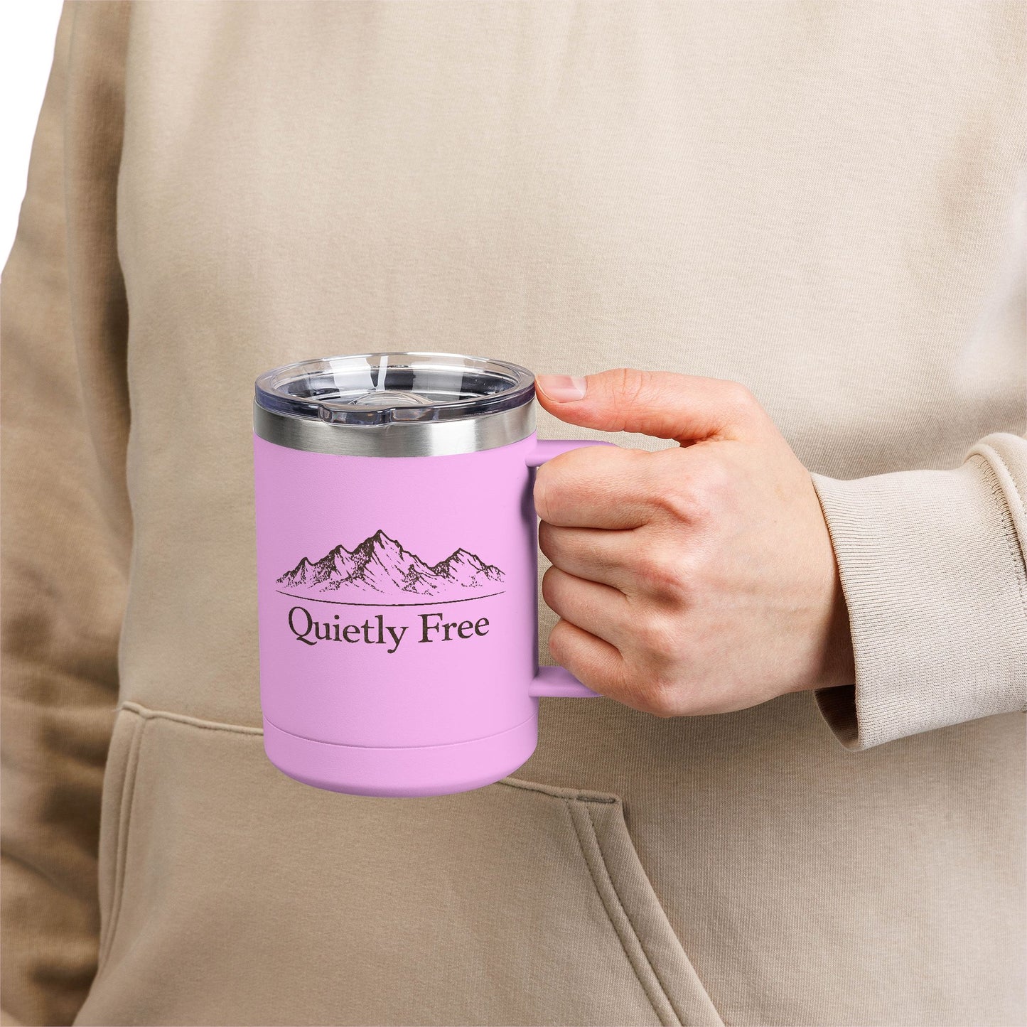 Quietly Free Mountain Insulated Coffee Tumbler - 15oz Travel Mug