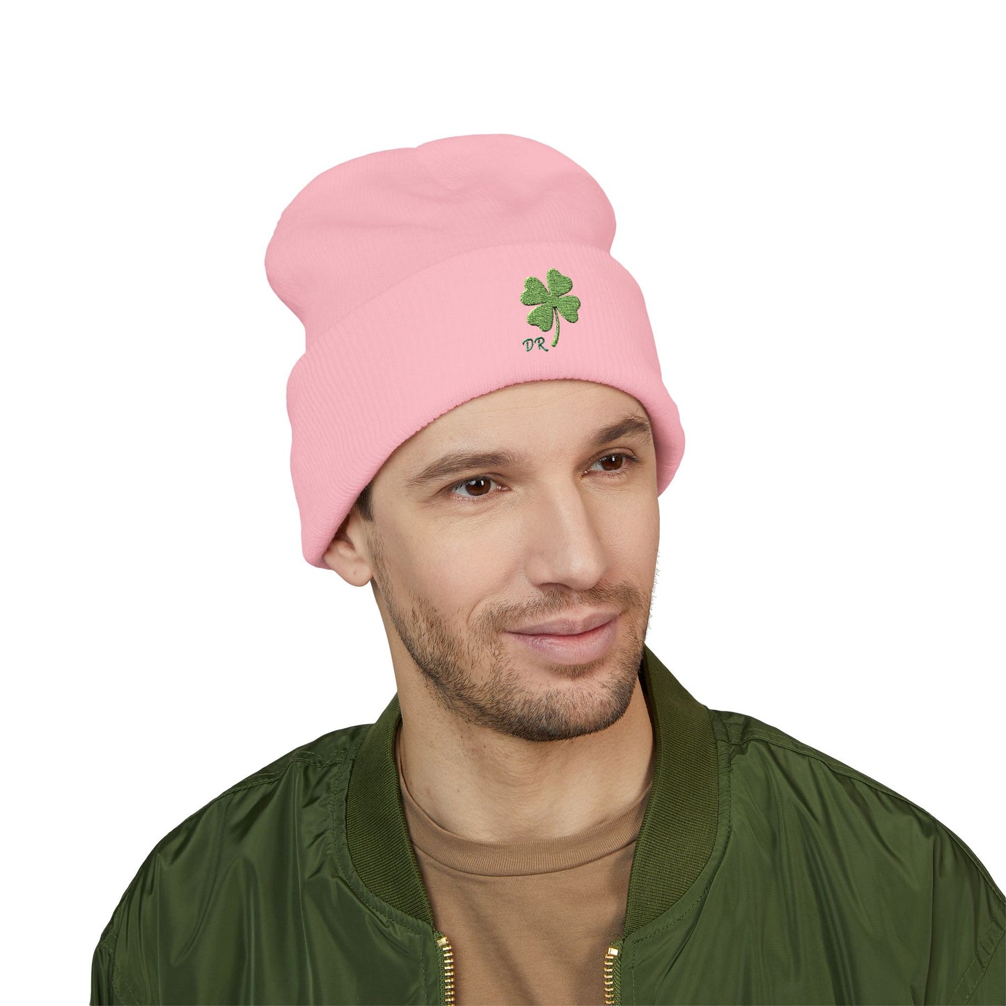 Embroidered Shamrock Cuffed Beanie