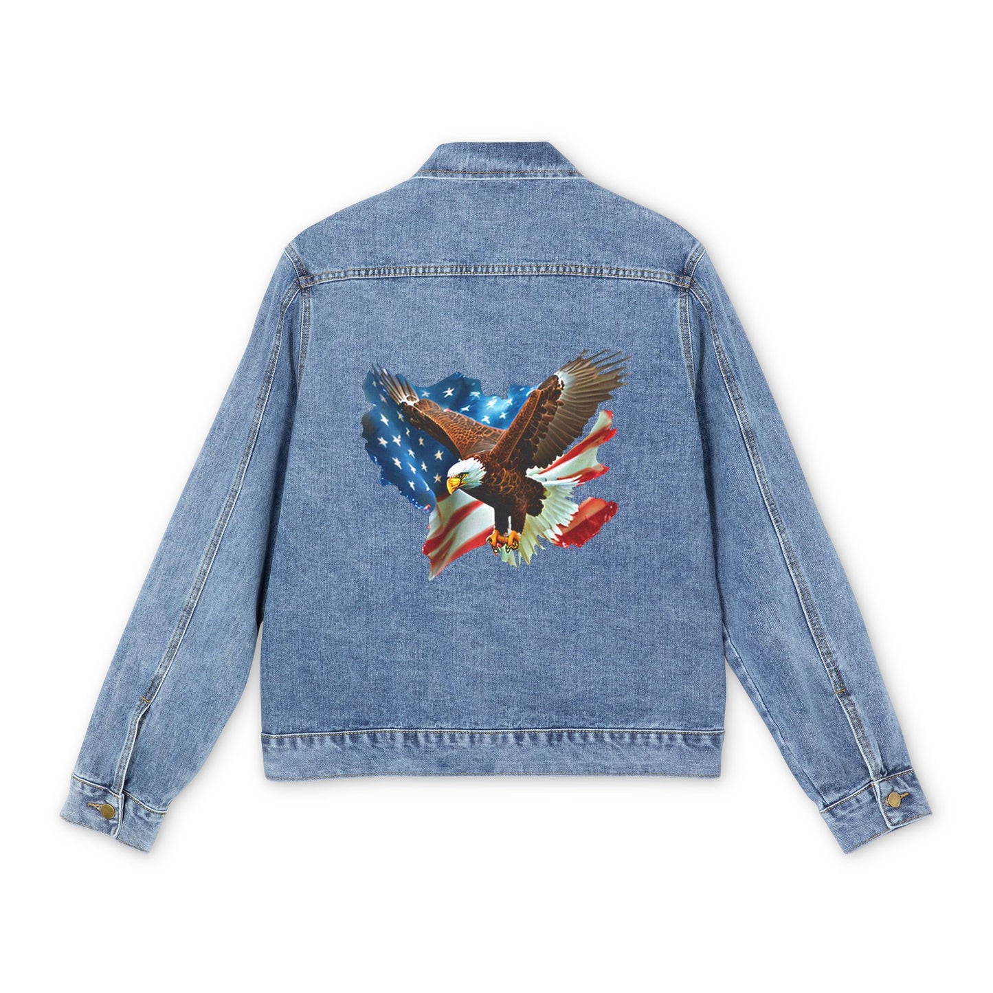 Denim Jacket – Patriotic Eagle Back Graphic (American Flag)