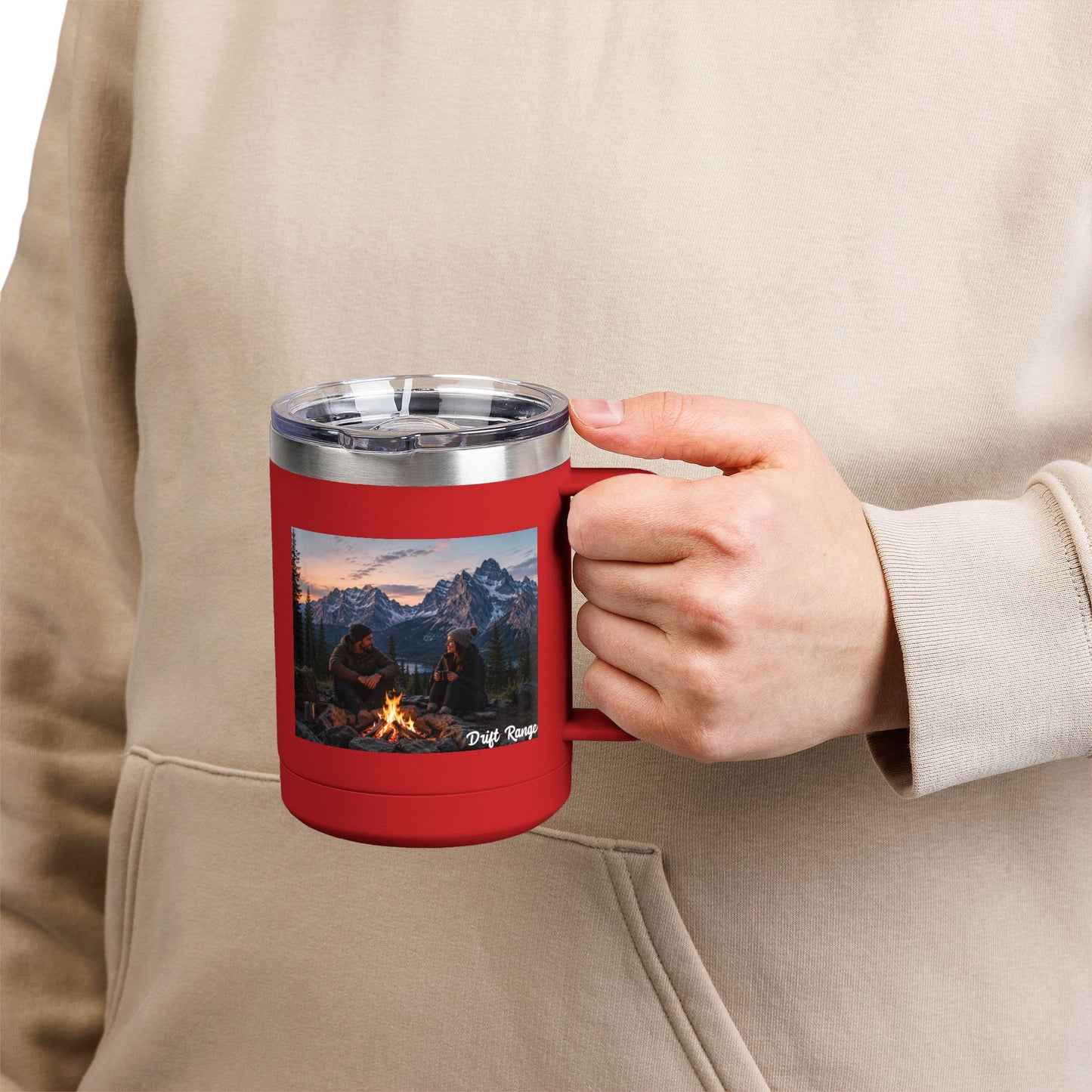 Campfire Mountain Travel Mug — 'Drift Range' 15oz Insulated Coffee Tumbler