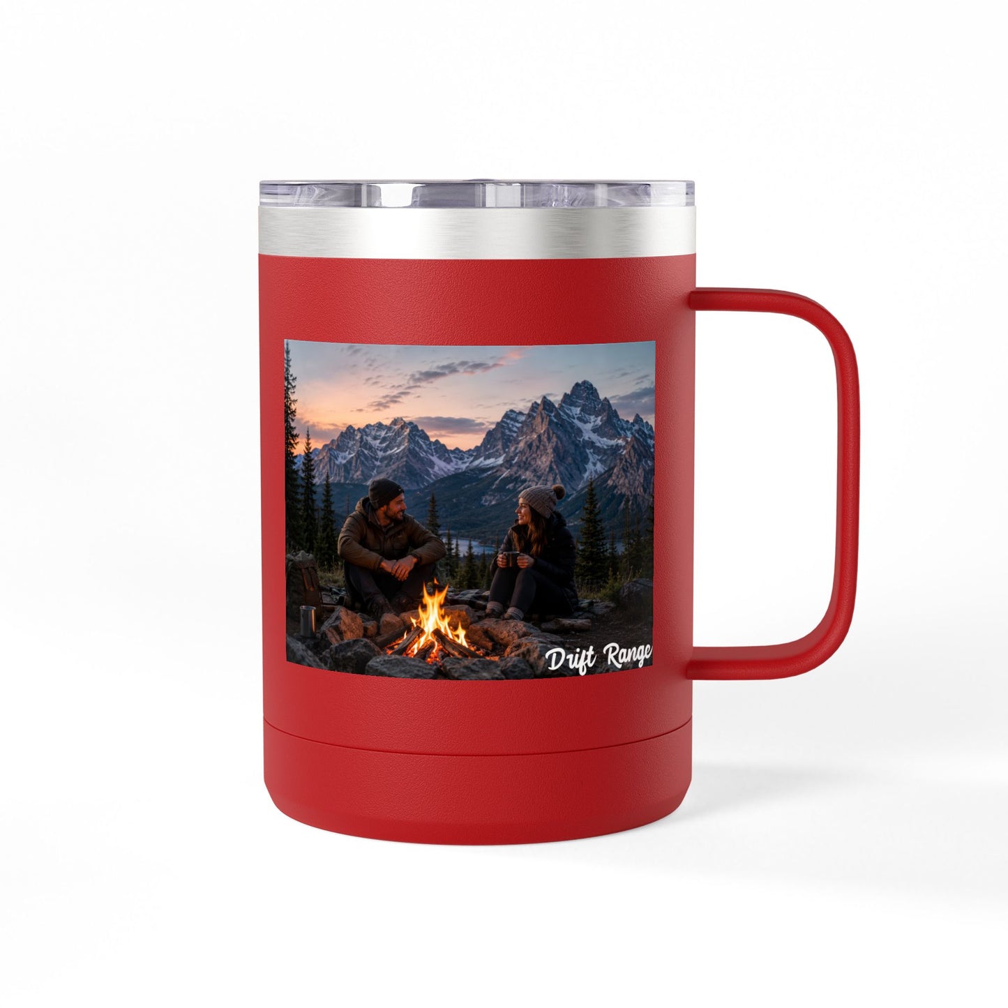 Campfire Mountain Travel Mug — 'Drift Range' 15oz Insulated Coffee Tumbler