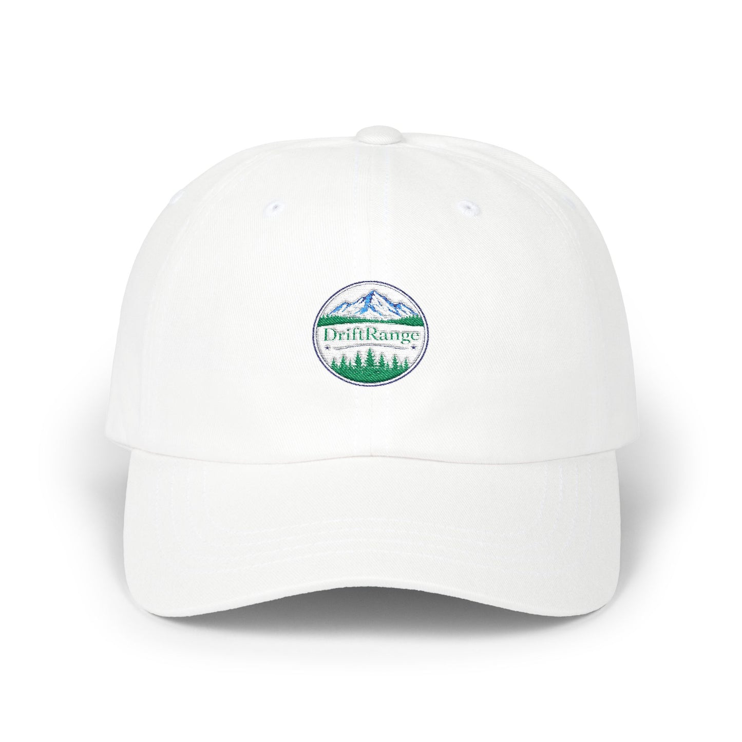 Drift Range Dad Cap — Vintage Mountain Lakeside Embroidered Hat