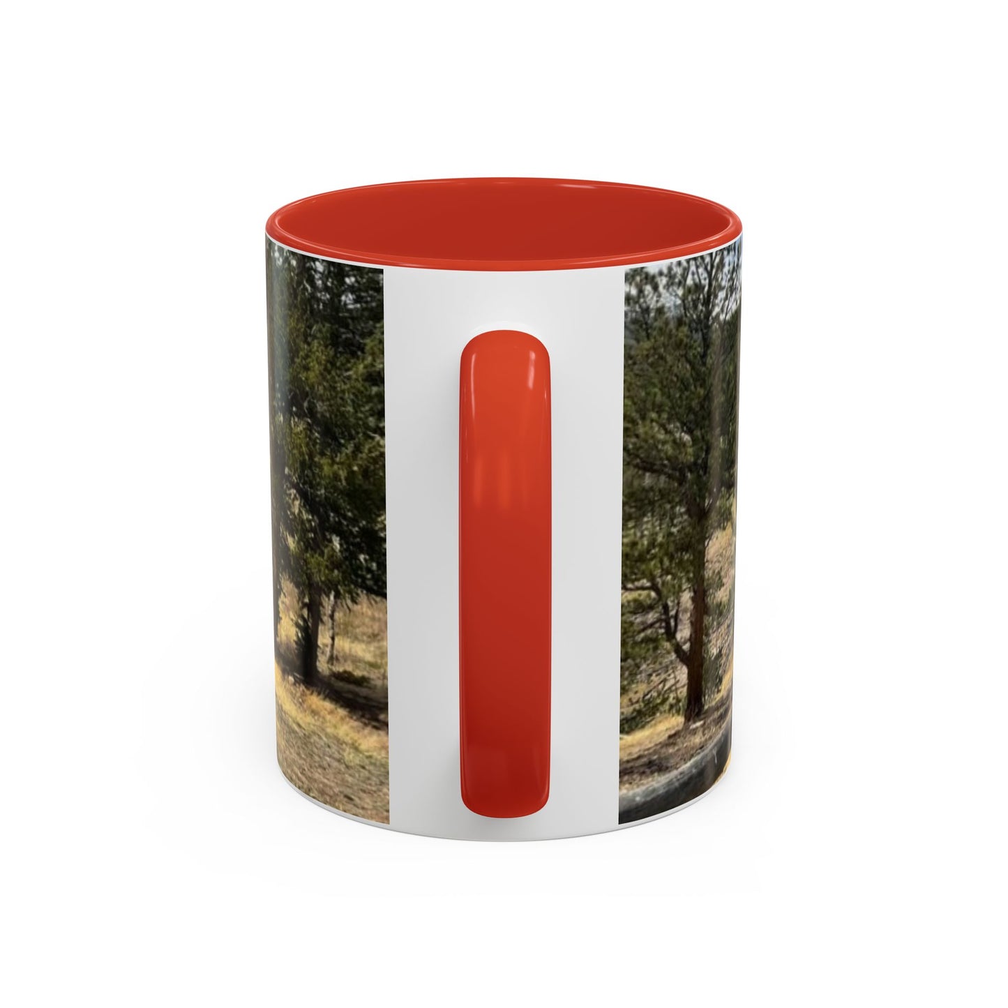 Empire Colorado Mountains Accent Coffee Mug — Scenic Pine Forest & Rustic Fence 11oz/15oz