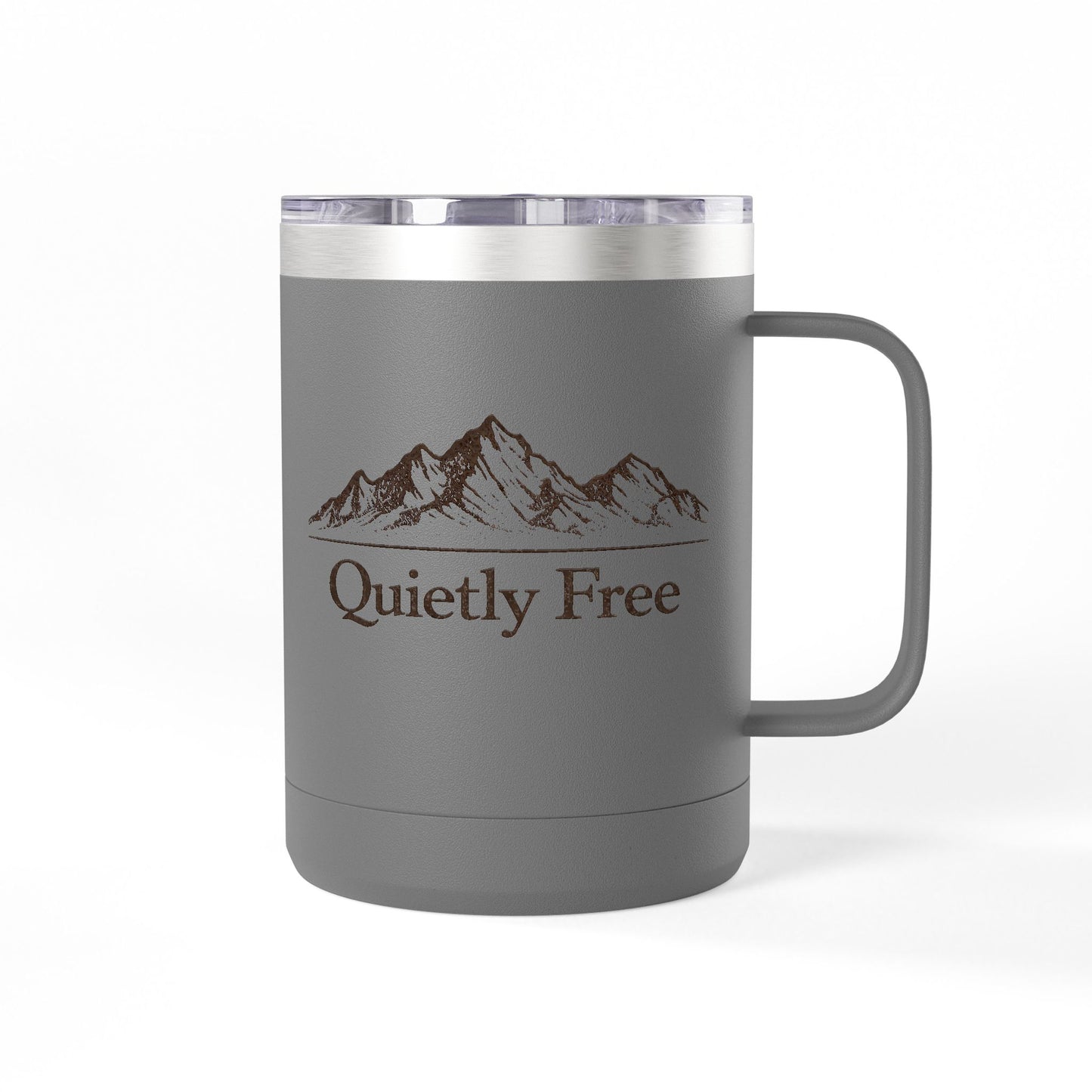 Quietly Free Mountain Insulated Coffee Tumbler - 15oz Travel Mug