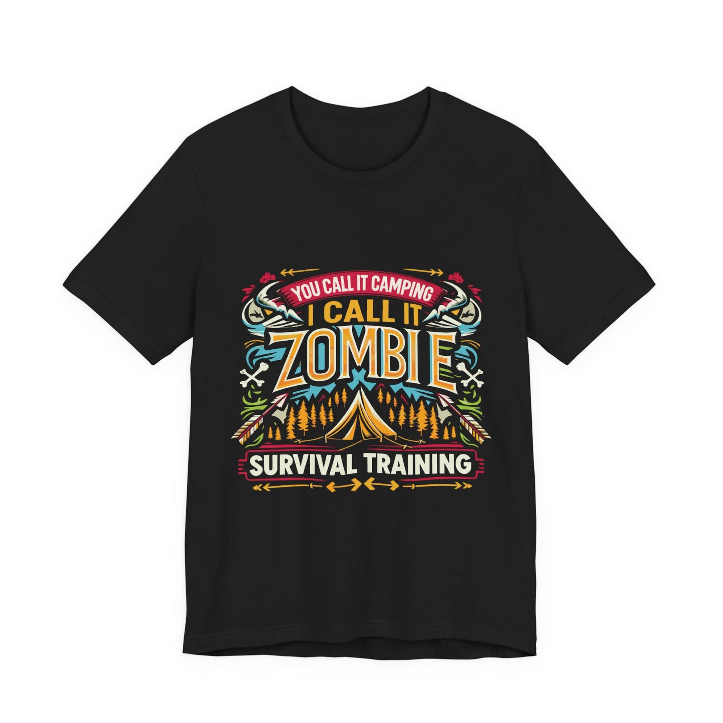 Camping Zombie Survival Training T-Shirt — Funny Outdoor Camping Tee