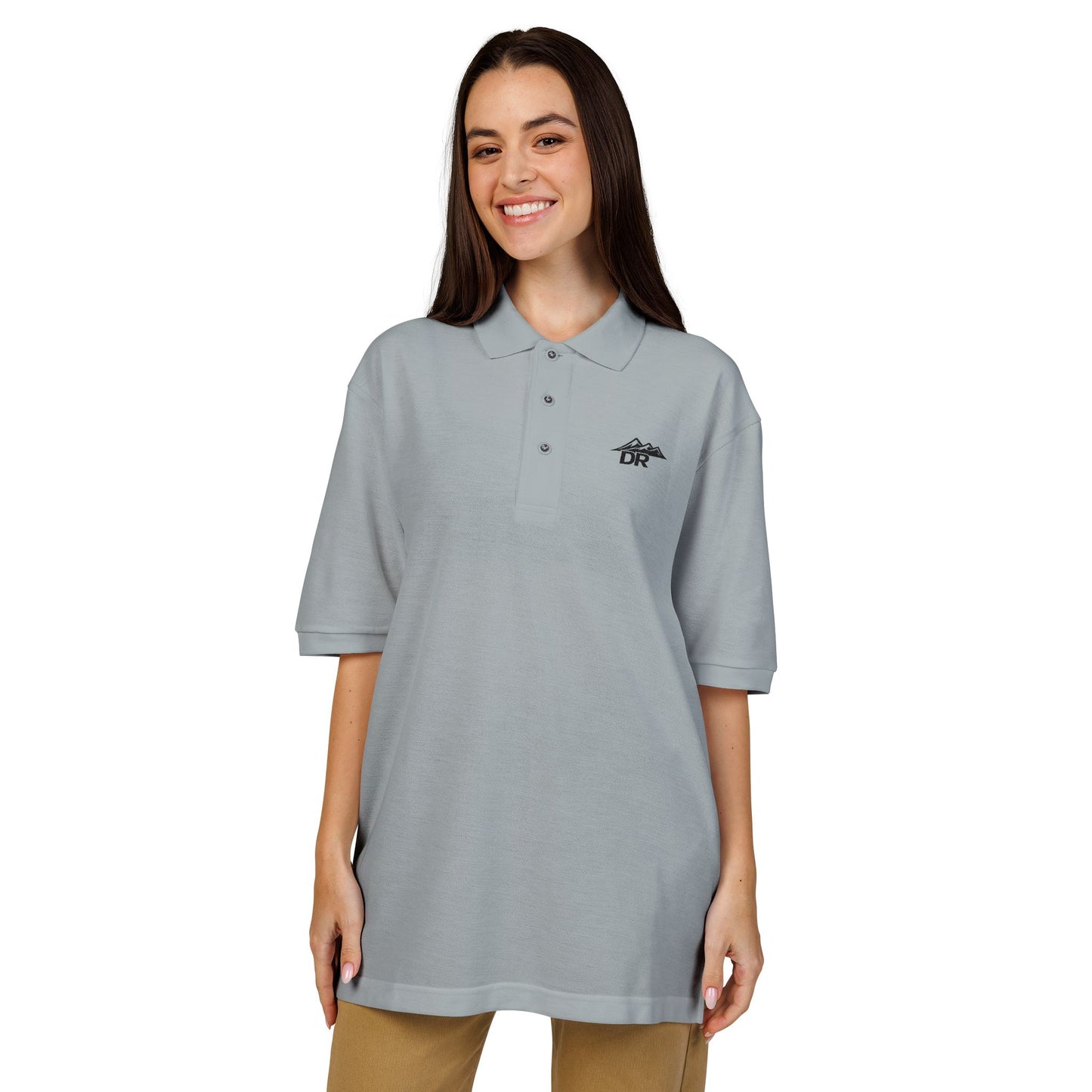 Embroidered DR LOGO Polo Shirt — Minimal Mountain Logo
