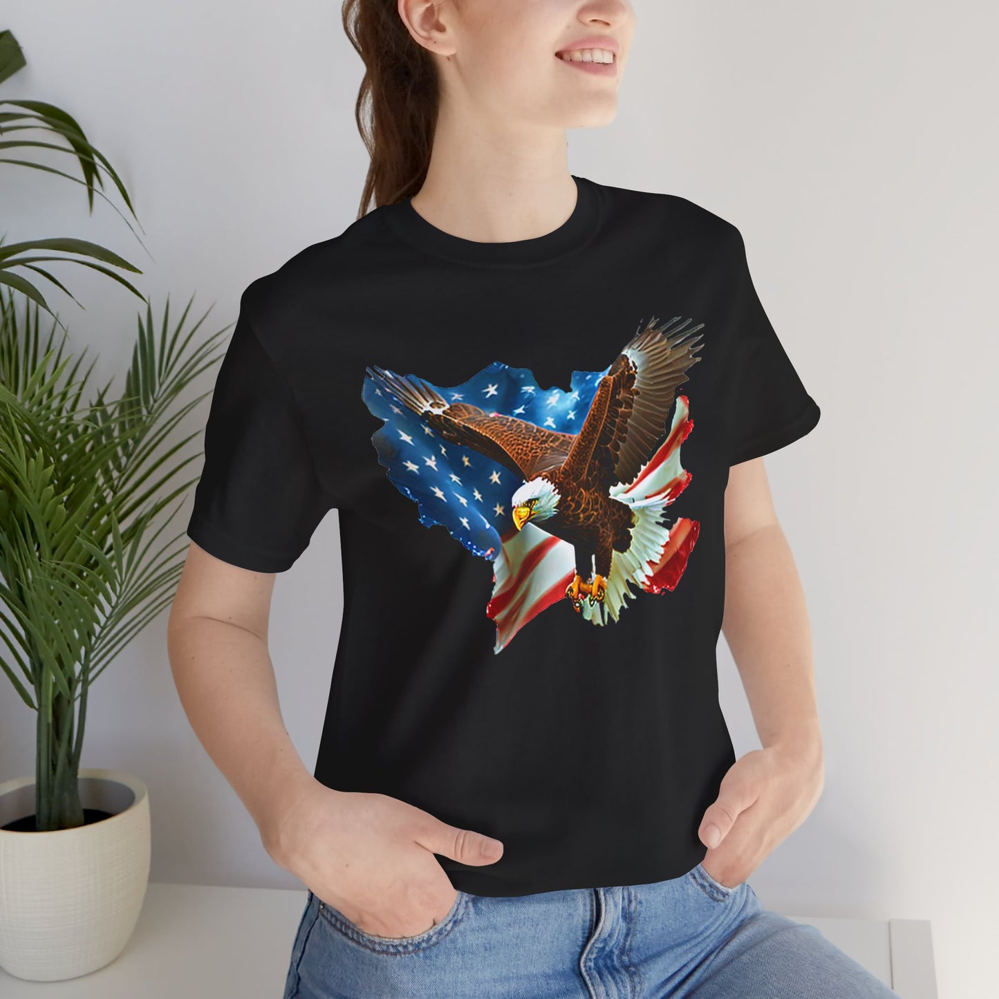 Eagle & American Flag T-Shirt — Patriotic Bald Eagle Tee for 4th of July