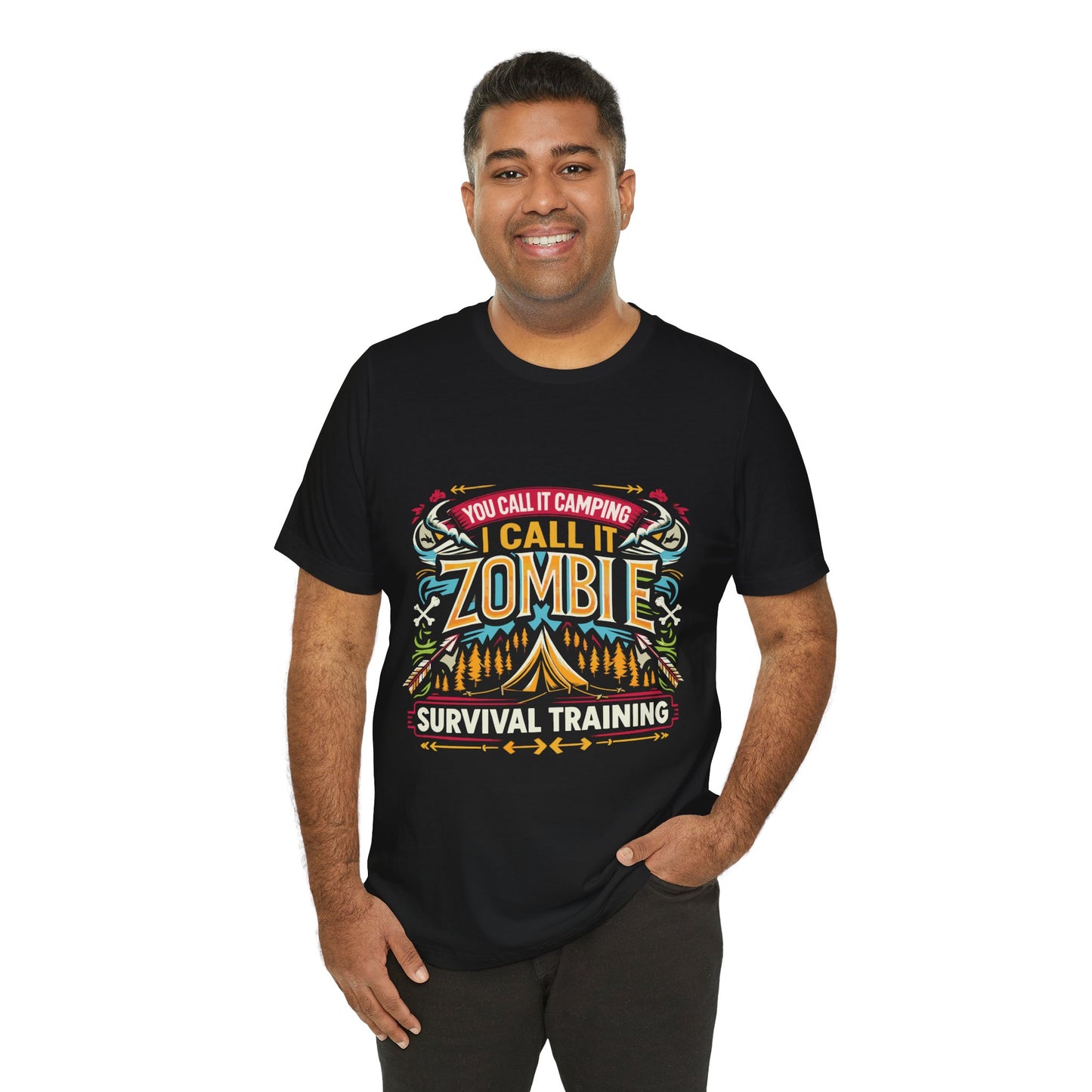 Camping Zombie Survival Training T-Shirt — Funny Outdoor Camping Tee