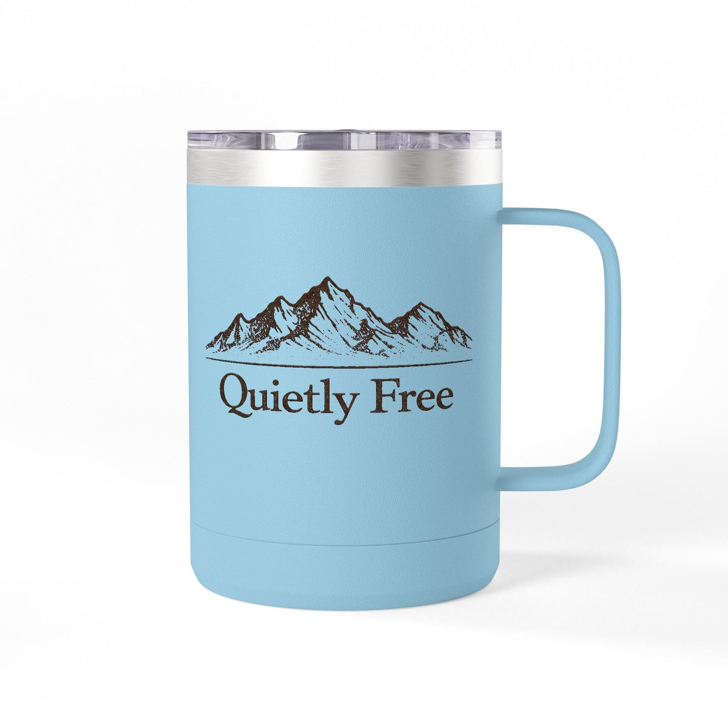 Quietly Free Mountain Insulated Coffee Tumbler - 15oz Travel Mug