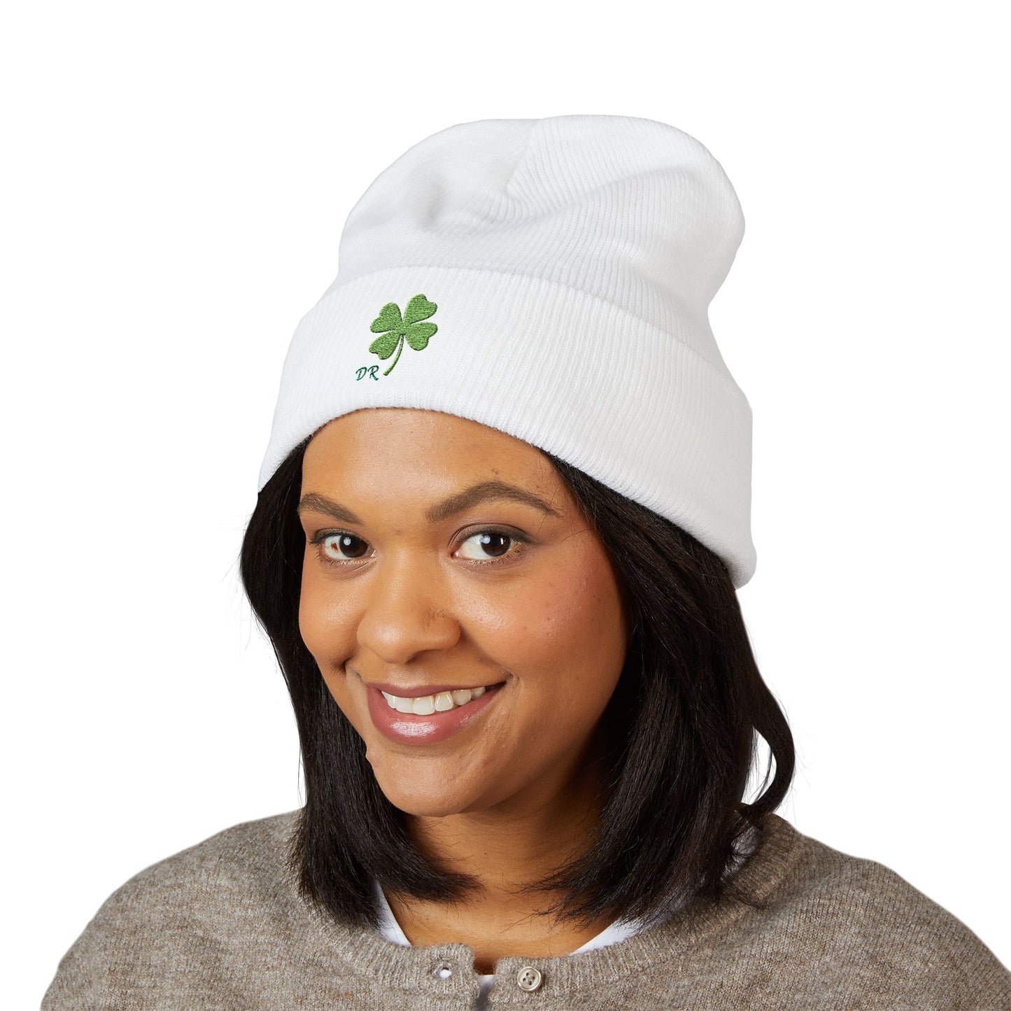 Embroidered Shamrock Cuffed Beanie
