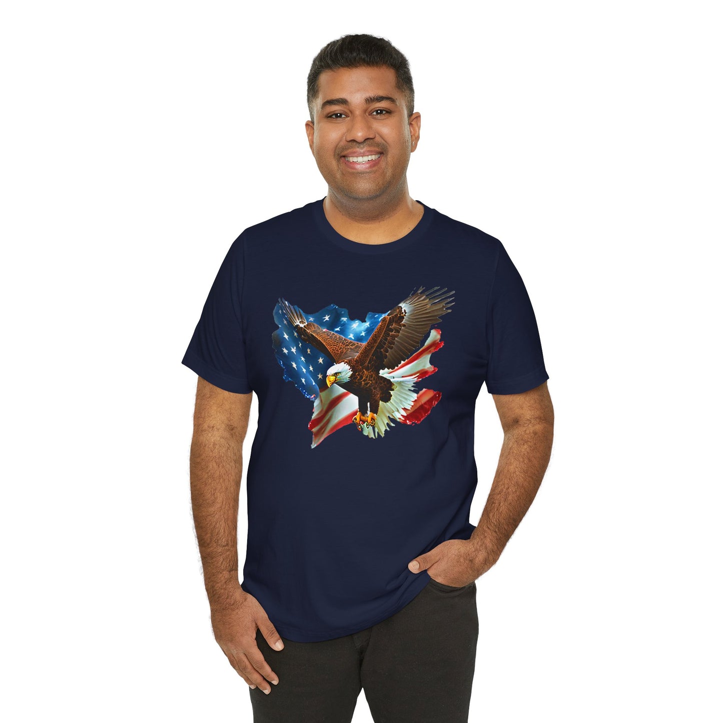 Eagle & American Flag T-Shirt — Patriotic Bald Eagle Tee for 4th of July