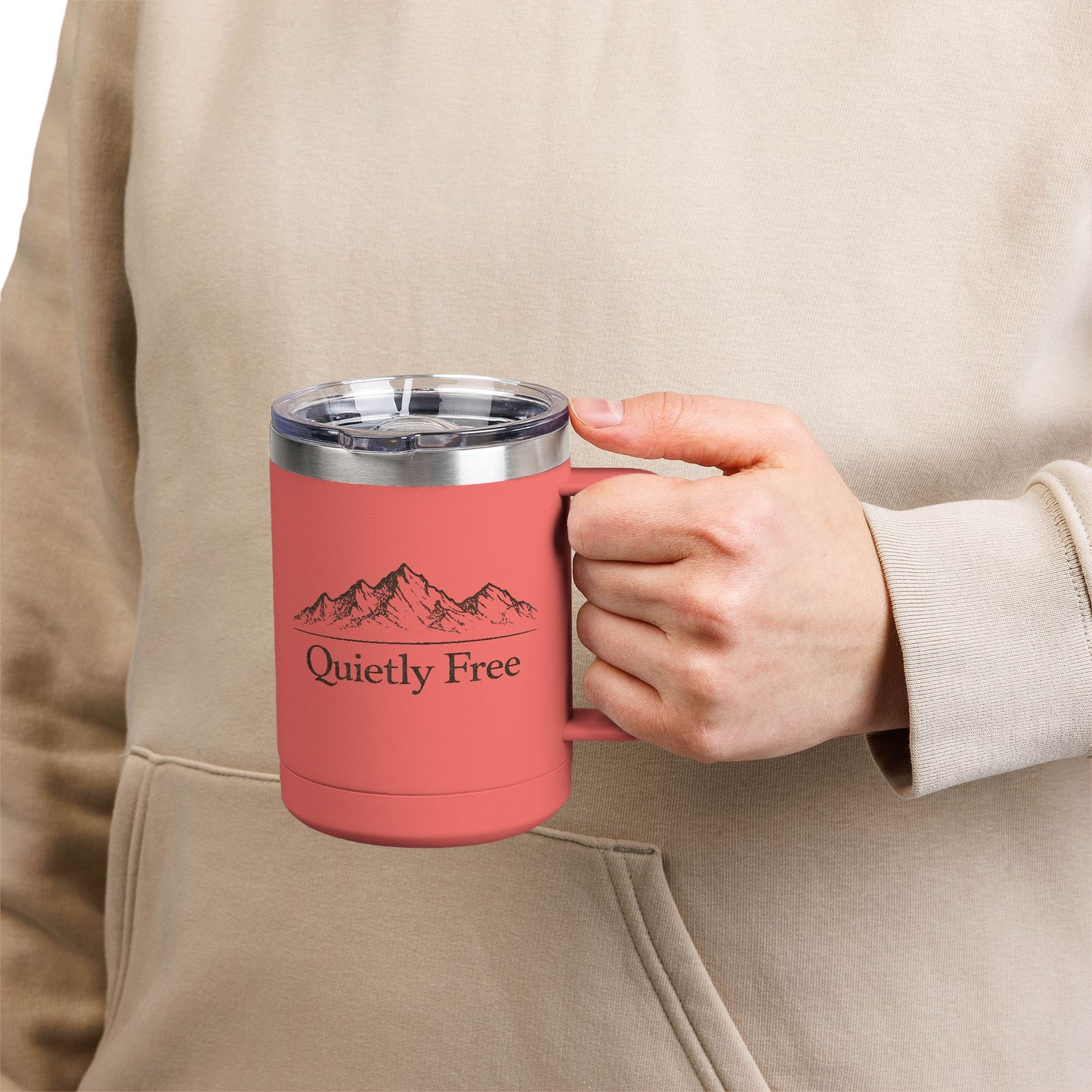 Quietly Free Mountain Insulated Coffee Tumbler - 15oz Travel Mug