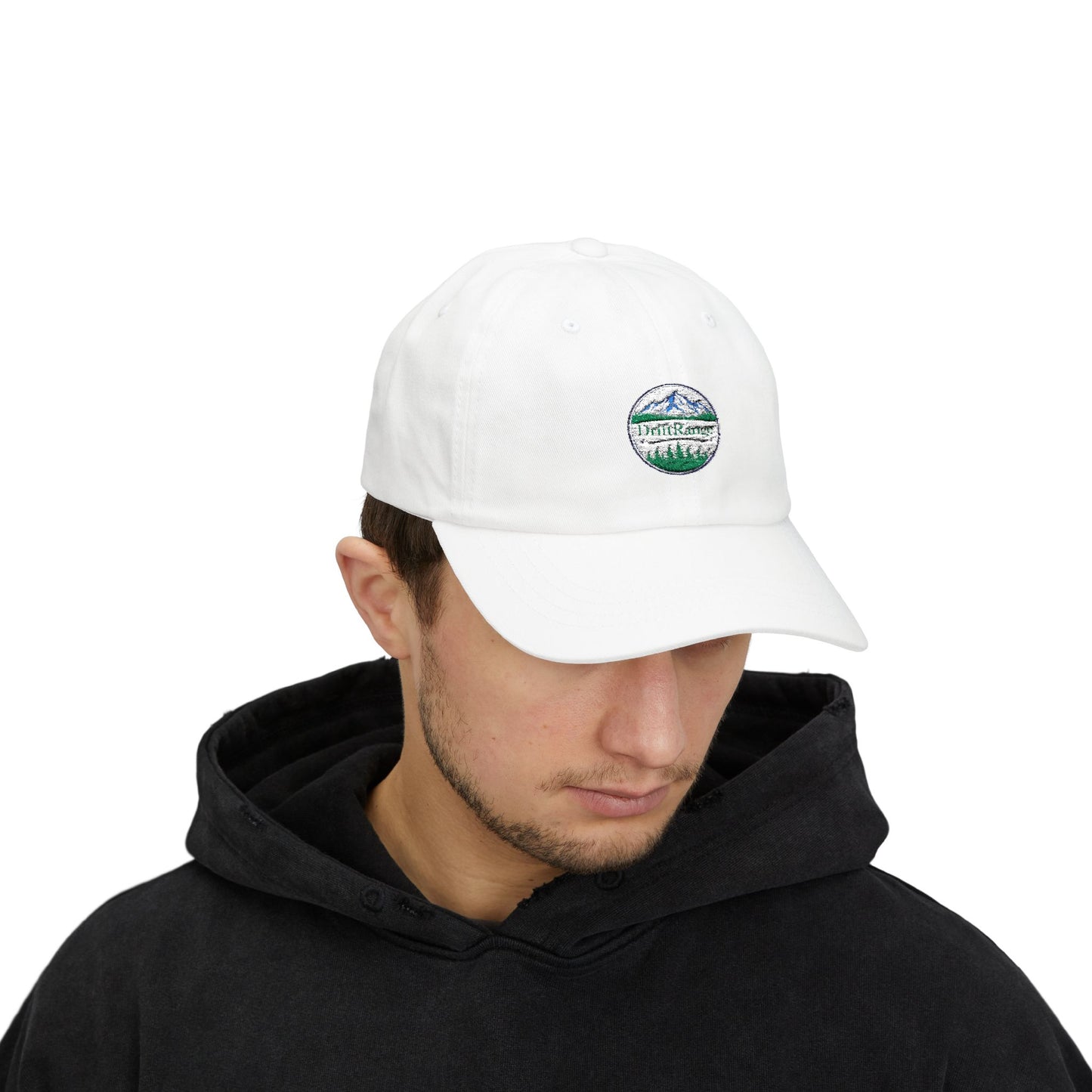 Drift Range Dad Cap — Vintage Mountain Lakeside Embroidered Hat