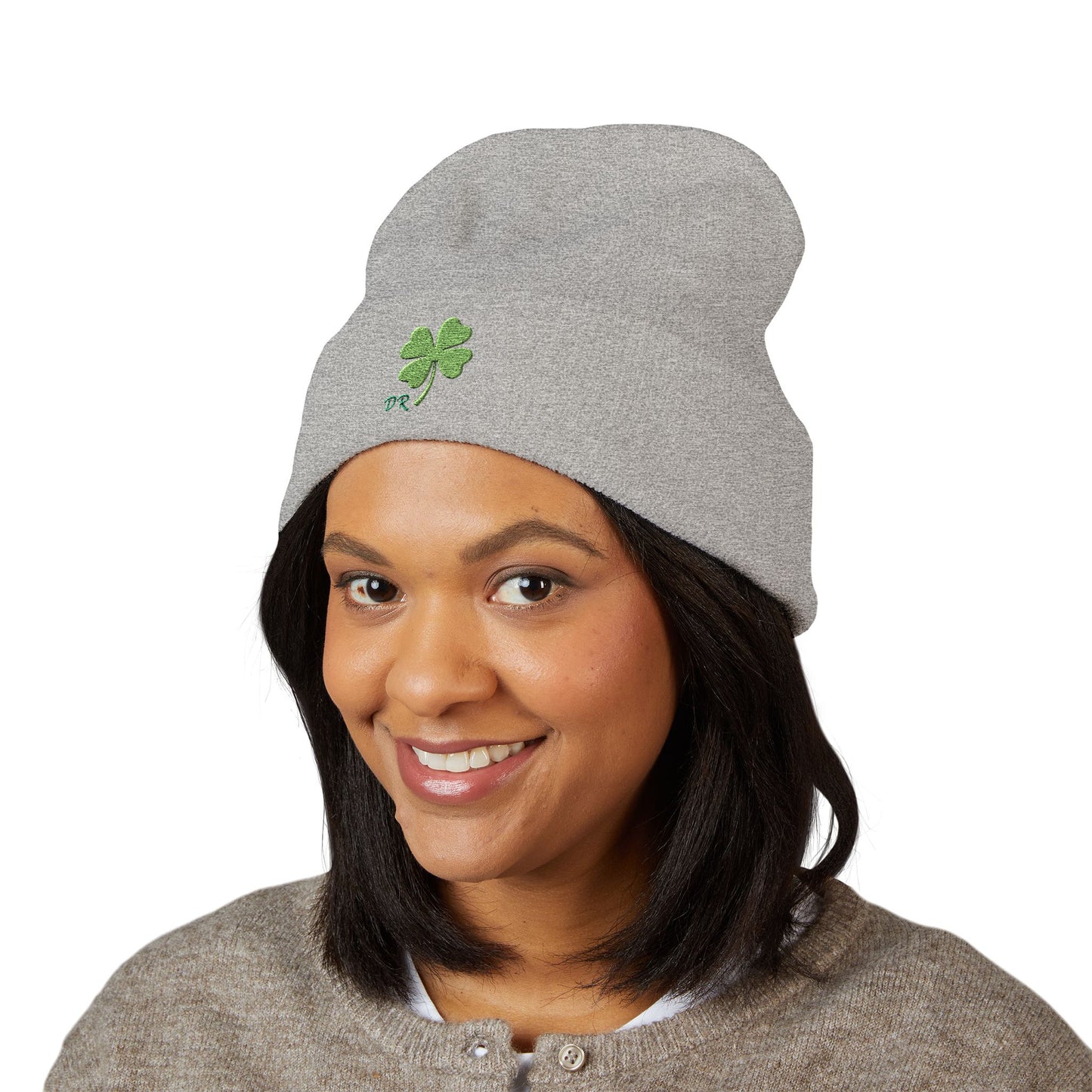 Embroidered Shamrock Cuffed Beanie