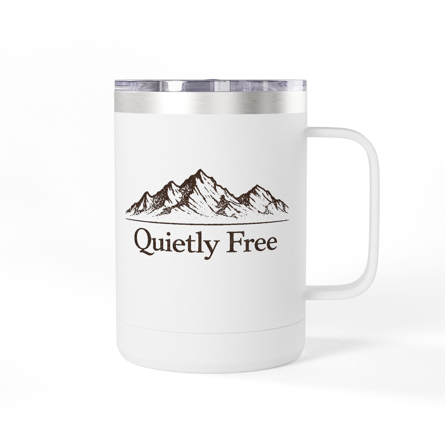 Quietly Free Mountain Insulated Coffee Tumbler - 15oz Travel Mug