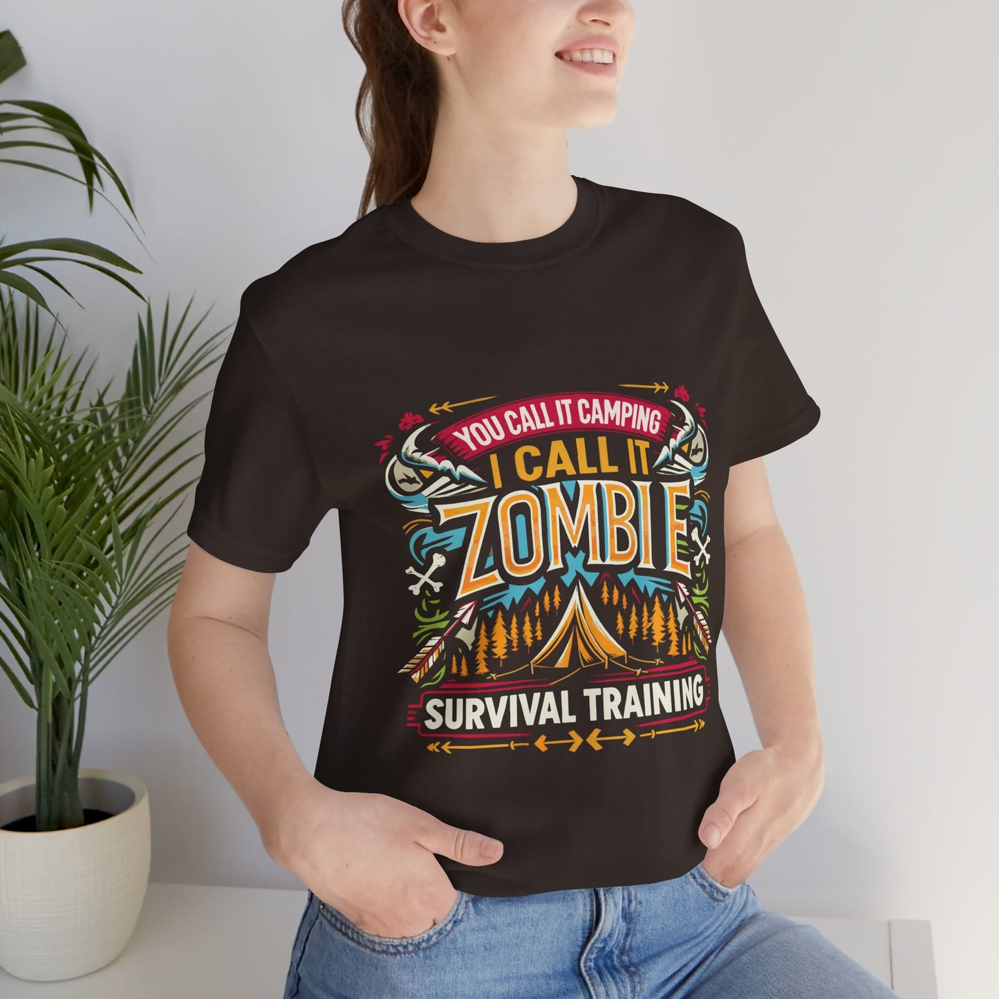 Camping Zombie Survival Training T-Shirt — Funny Outdoor Camping Tee
