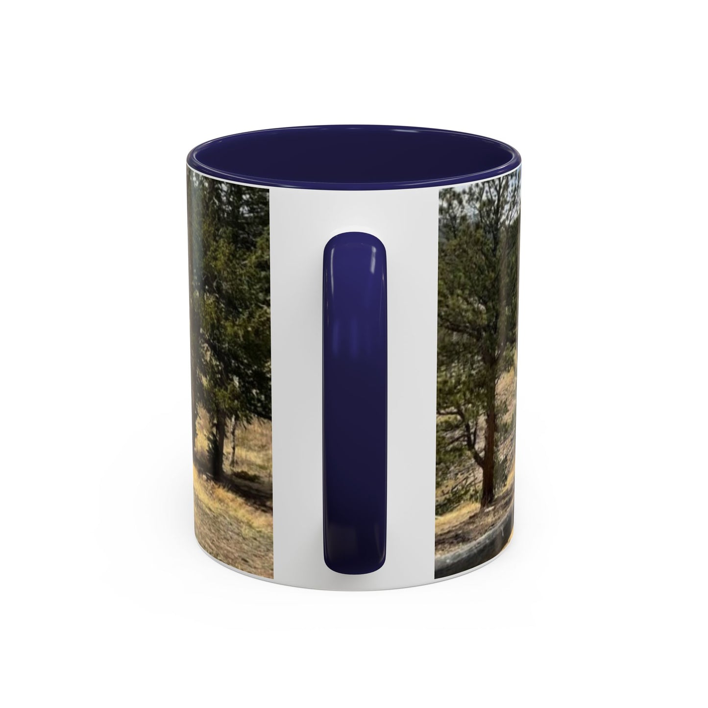 Empire Colorado Mountains Accent Coffee Mug — Scenic Pine Forest & Rustic Fence 11oz/15oz