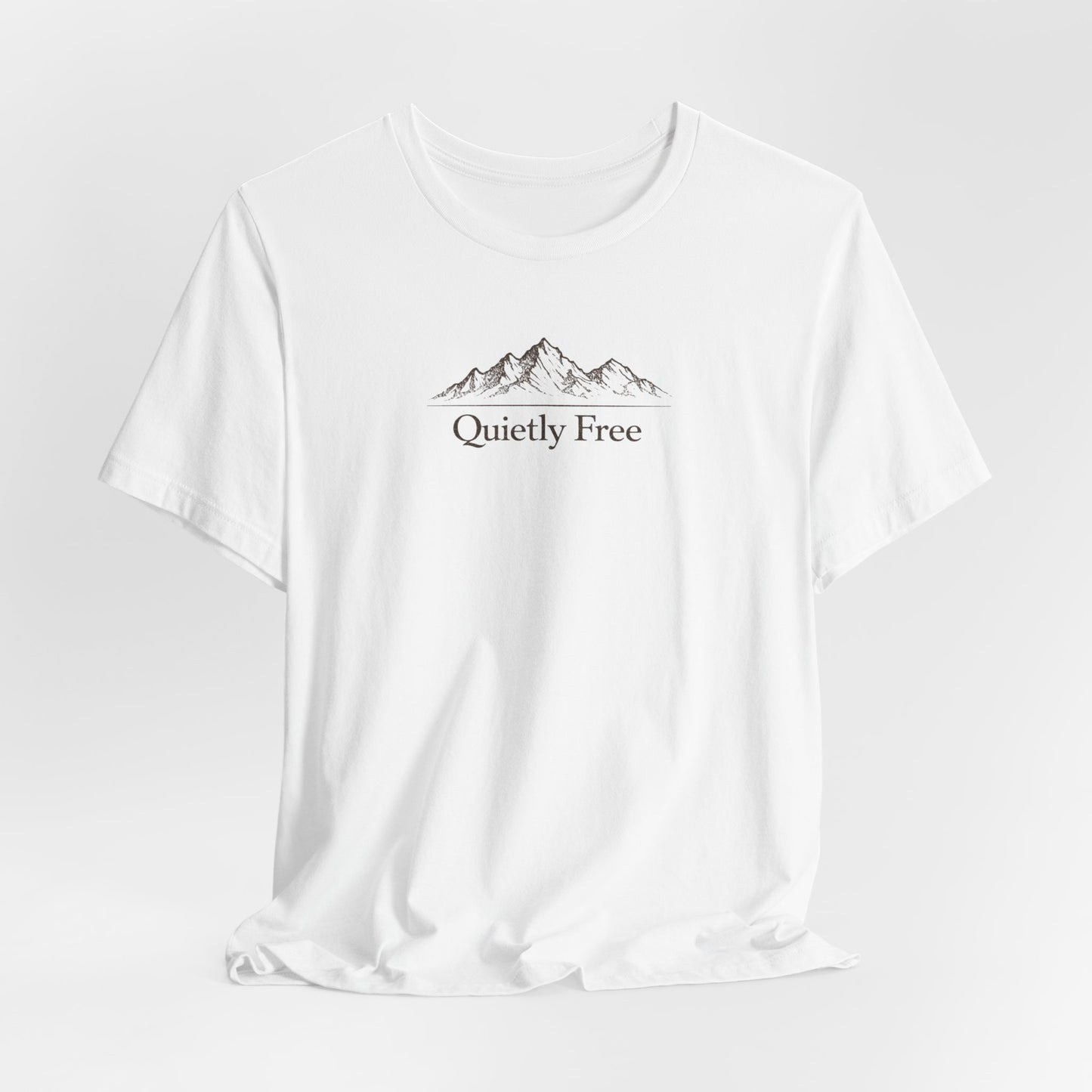 Quietly Free Mountain T-Shirt — Minimalist Nature Tee