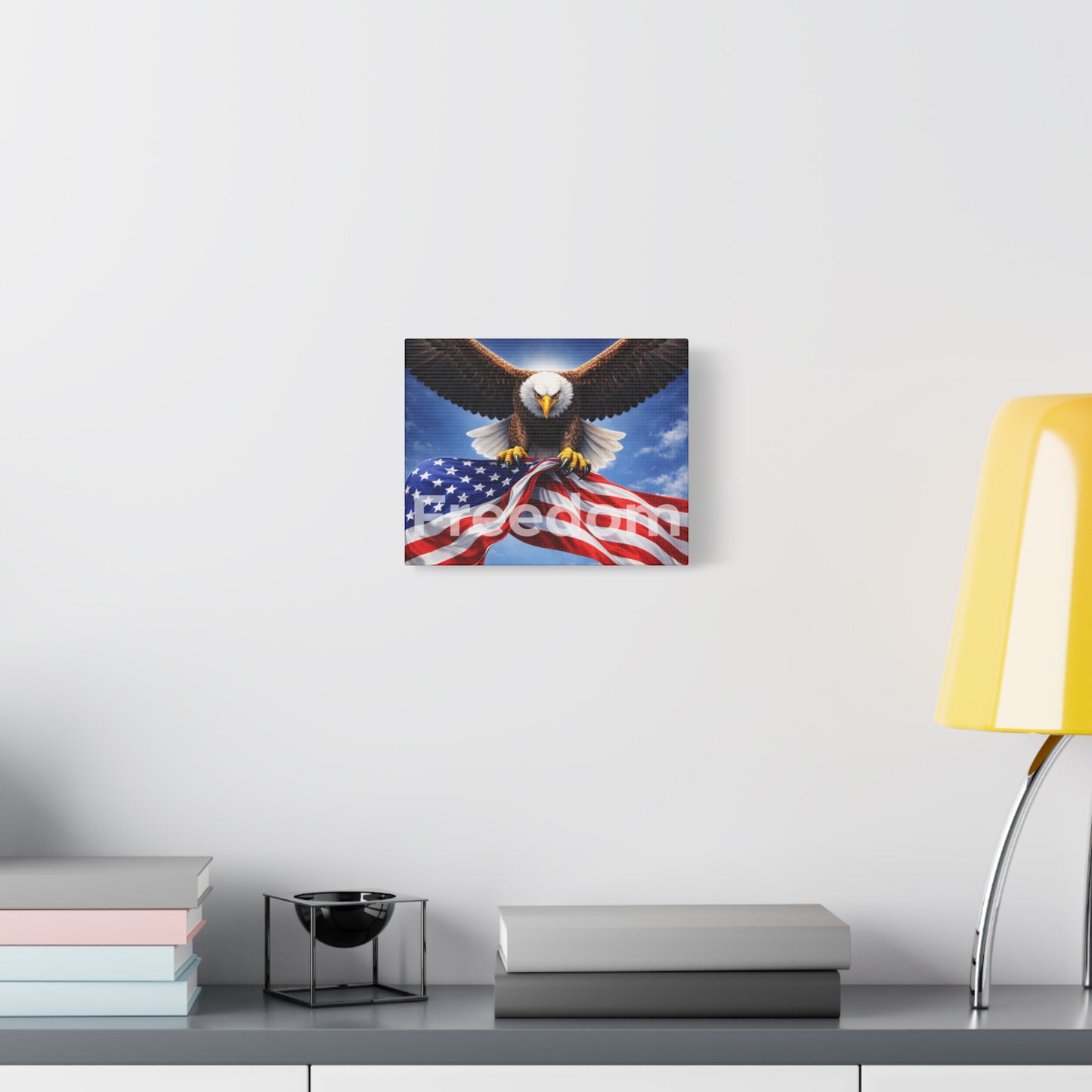 Patriotic Eagle & American Flag Canvas – "Freedom" Matte Stretched Wall Art