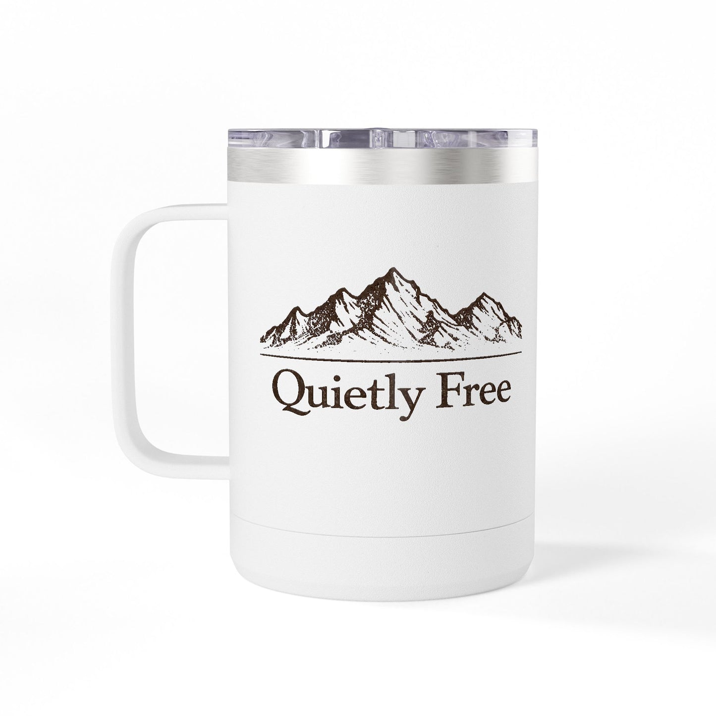 Quietly Free Mountain Insulated Coffee Tumbler - 15oz Travel Mug