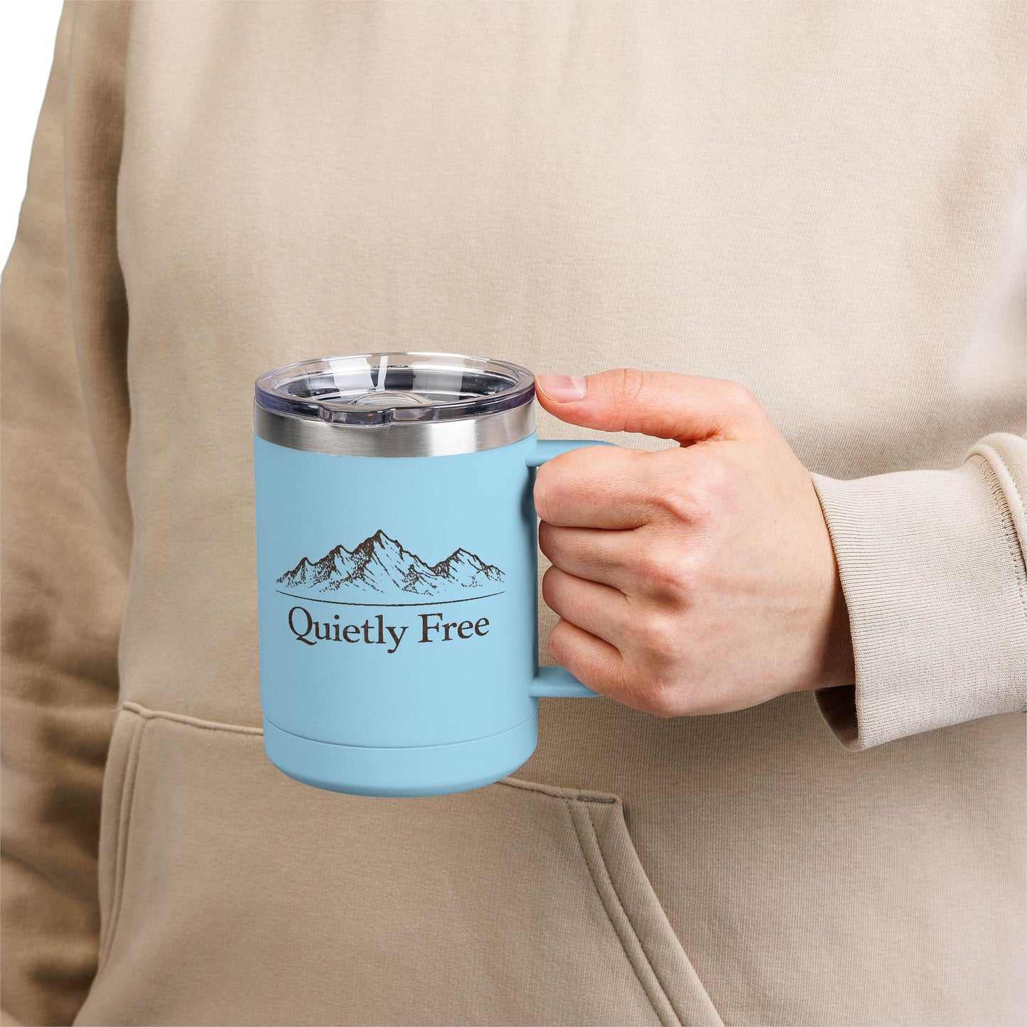 Quietly Free Mountain Insulated Coffee Tumbler - 15oz Travel Mug