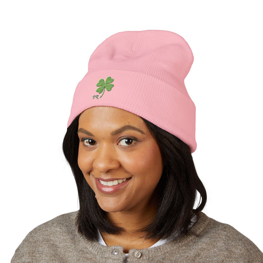 Embroidered Shamrock Cuffed Beanie